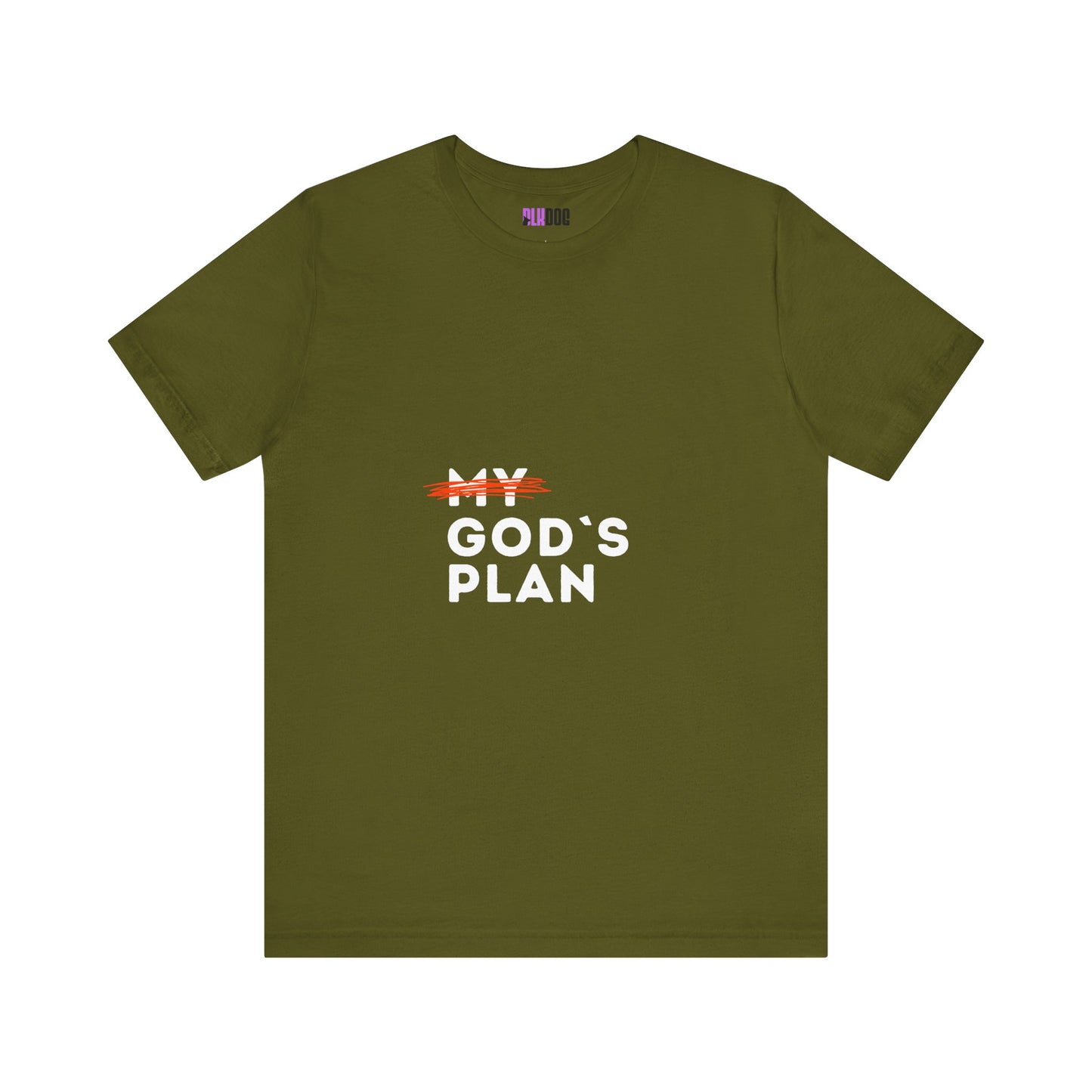 Religious Tee, Faith Shirt, Christian Tshirt, Inspirational Top, Crossed Out God's Plan Unisex Jersey Short Sleeve Tee