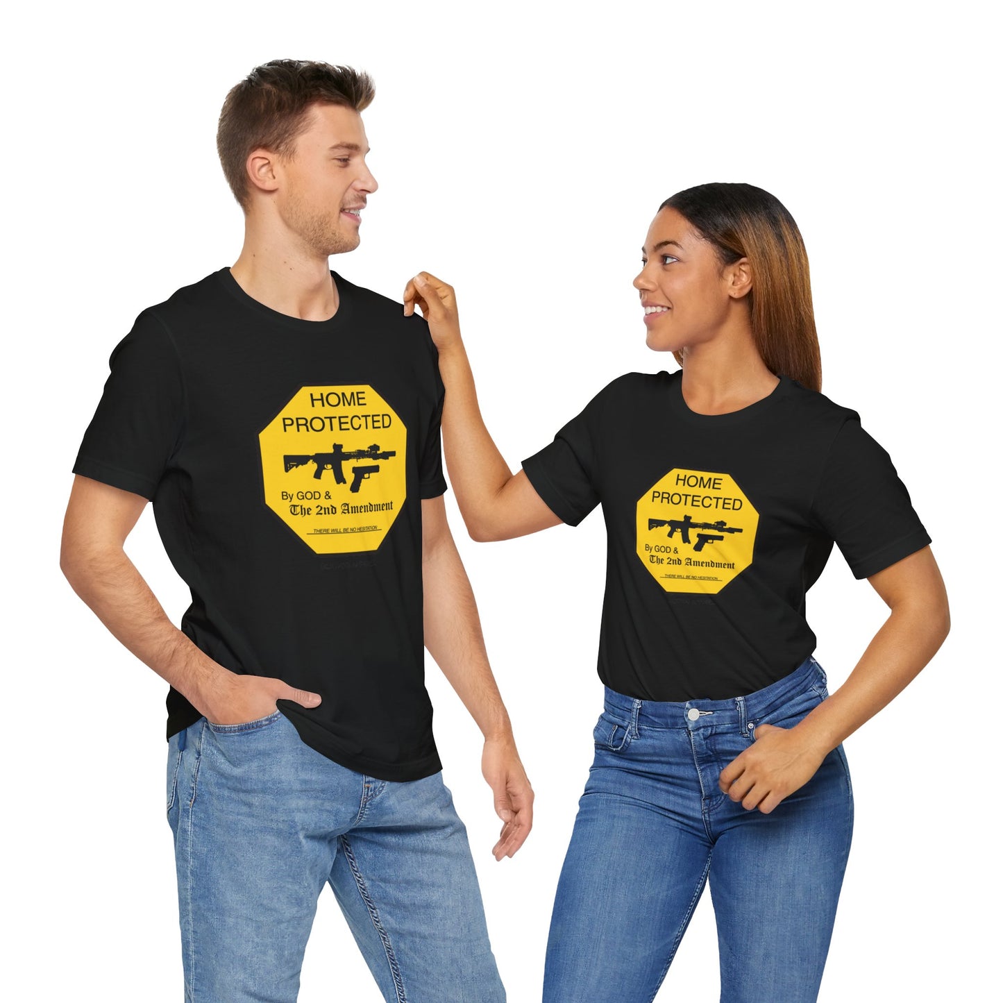 Home Protected by God and The 2nd Amendment - Unisex Jersey Short Sleeve Tee