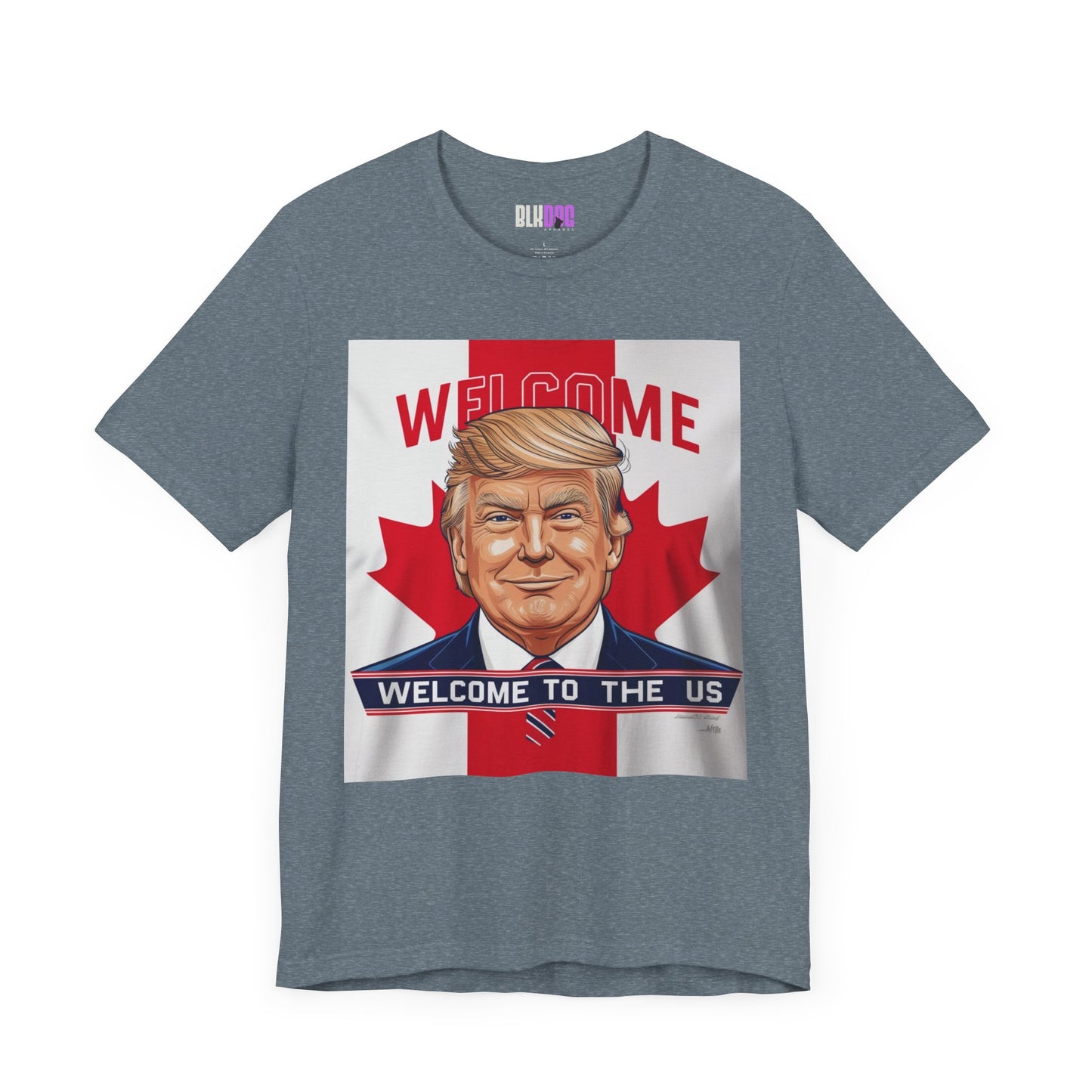 USA Welcome Jersey Tee with Canadian Flag and Donald Trump, Unisex T-Shirt, Patriotic Tee, Political Shirt, America Apparel, US Flag Top