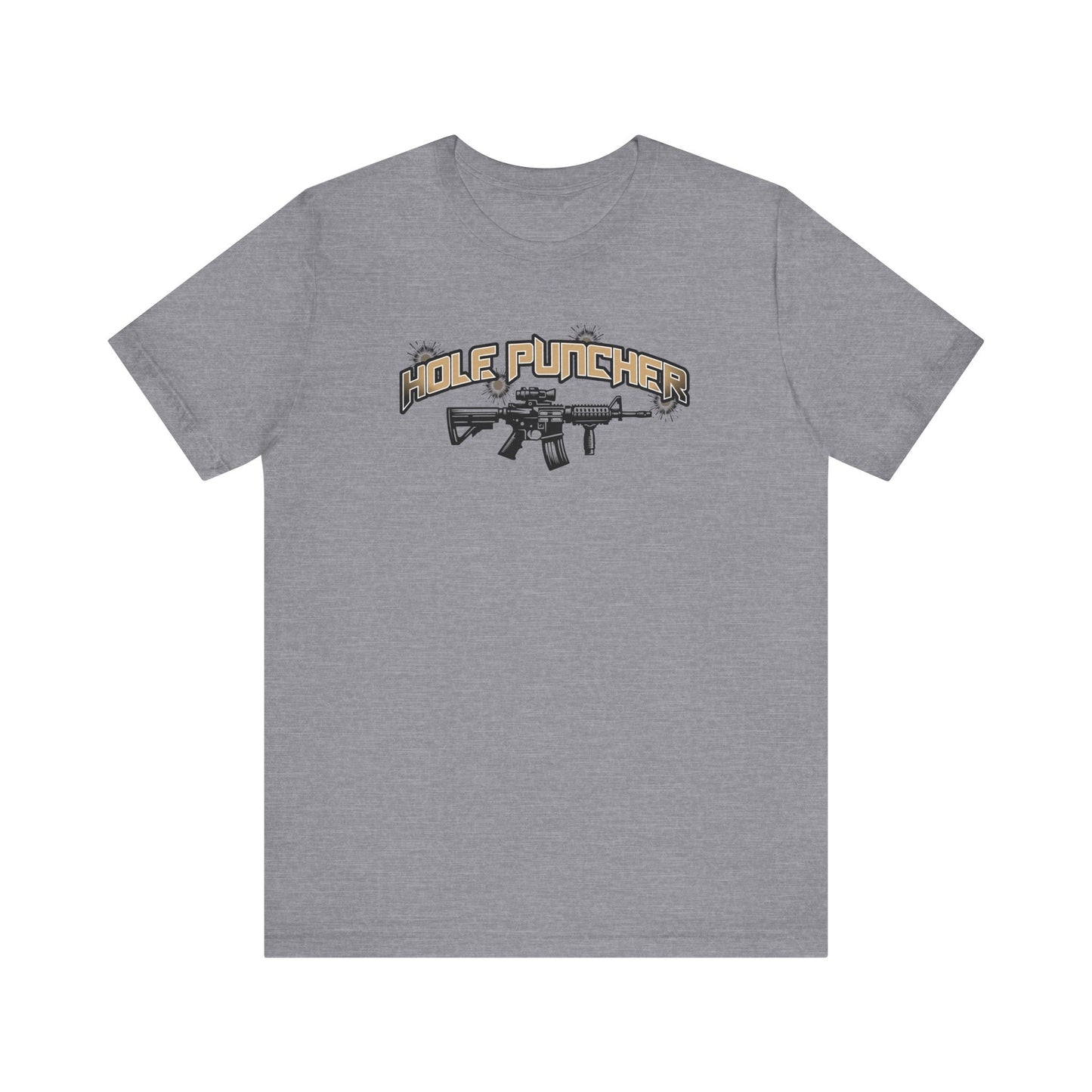 Hole Puncher Gun Shirt - Unisex Tee, Short Sleeve T-Shirt, Bullet hole design, firearm enthusiast gift, firearm lover top
