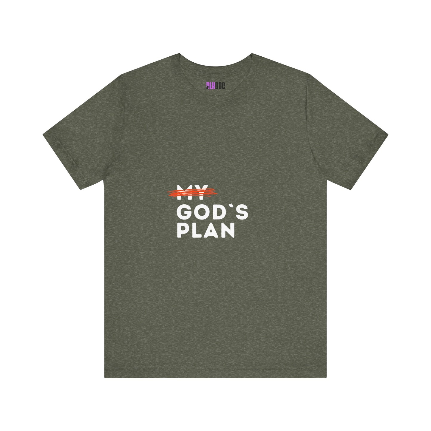 Religious Tee, Faith Shirt, Christian Tshirt, Inspirational Top, Crossed Out God's Plan Unisex Jersey Short Sleeve Tee