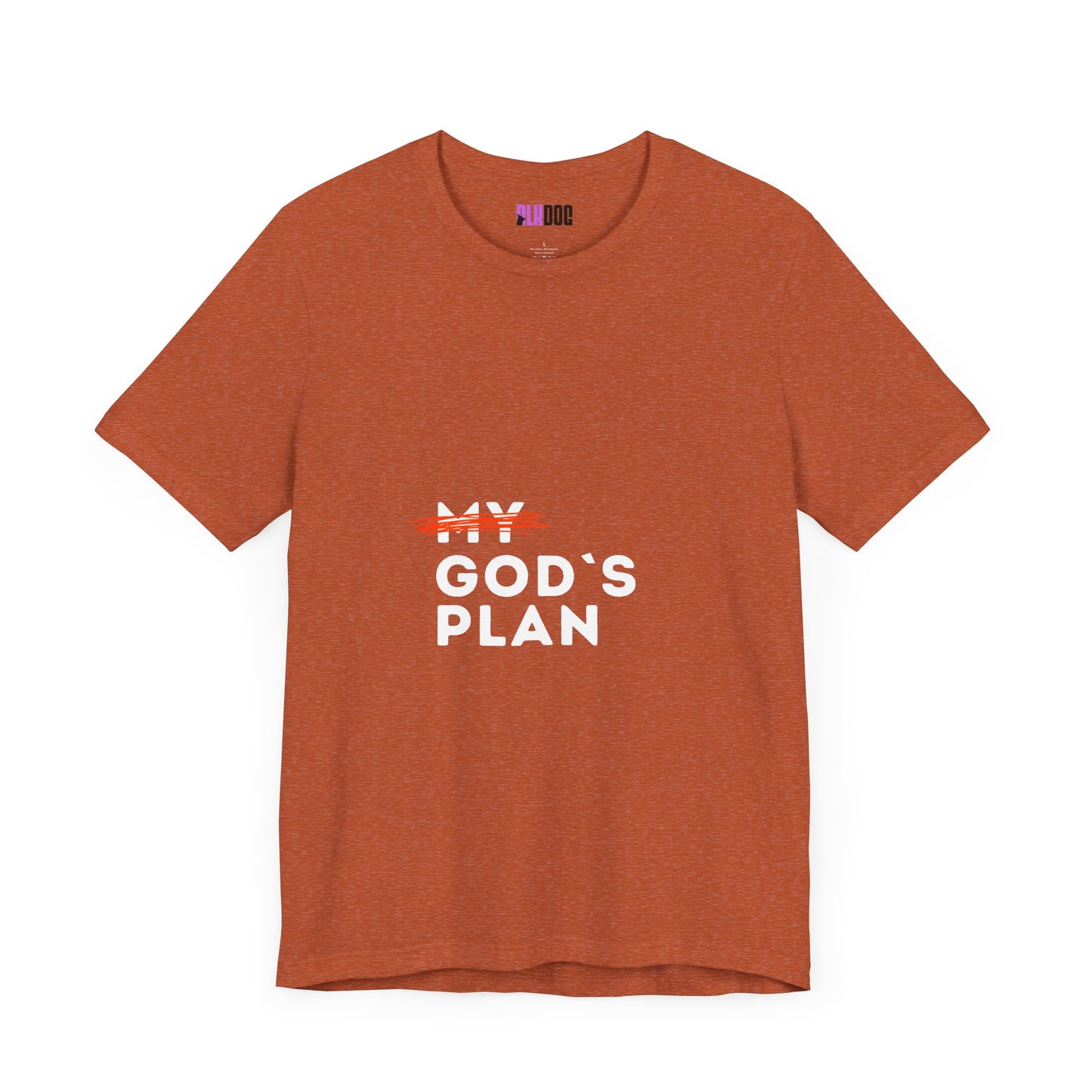 Religious Tee, Faith Shirt, Christian Tshirt, Inspirational Top, Crossed Out God's Plan Unisex Jersey Short Sleeve Tee