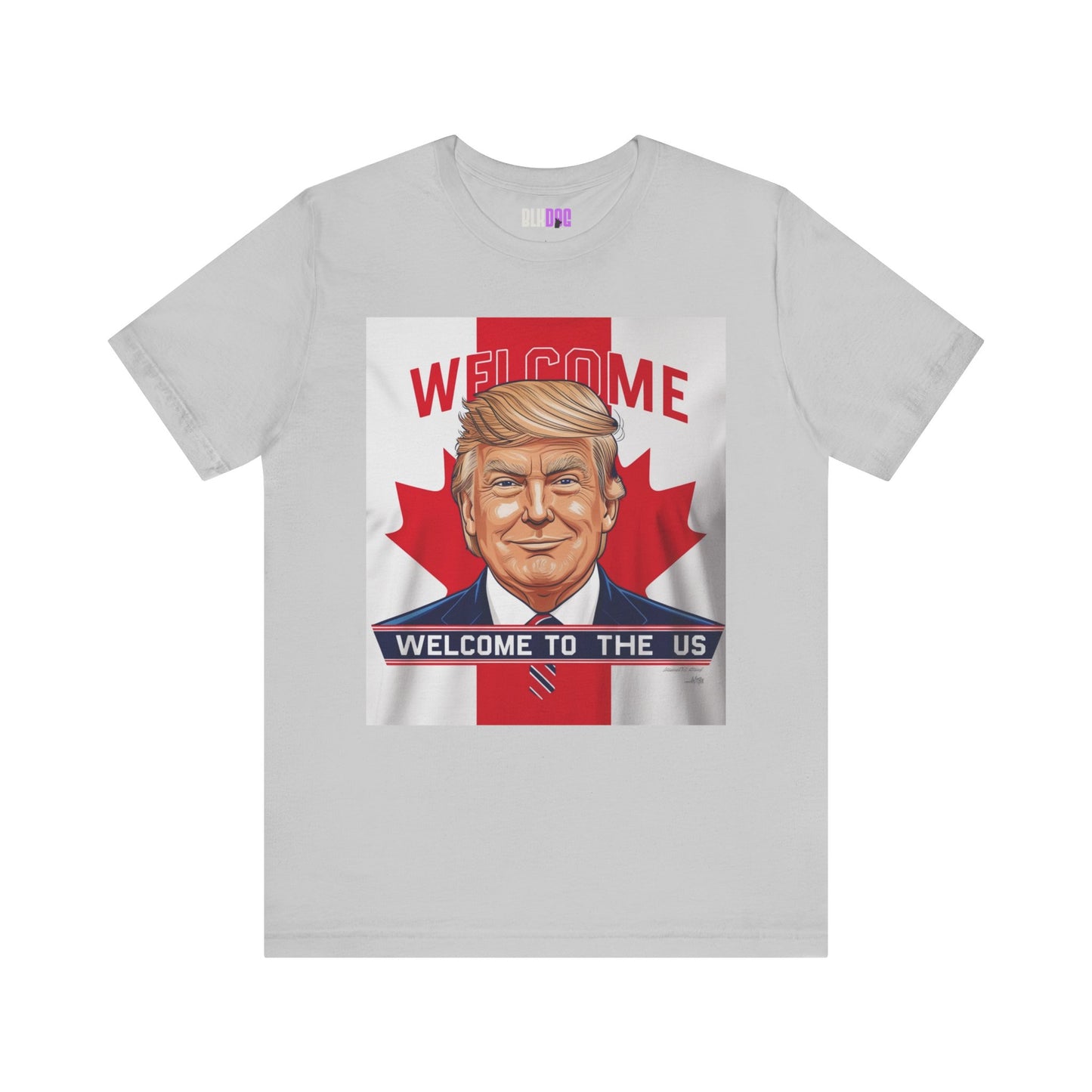 USA Welcome Jersey Tee with Canadian Flag and Donald Trump, Unisex T-Shirt, Patriotic Tee, Political Shirt, America Apparel, US Flag Top