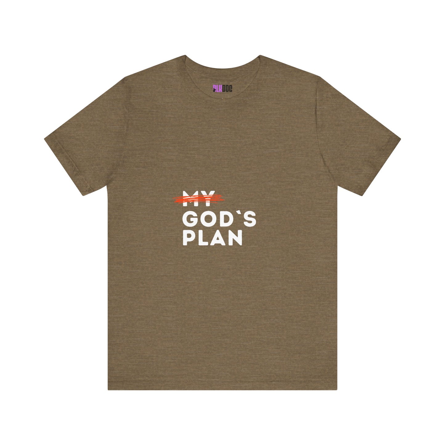 Religious Tee, Faith Shirt, Christian Tshirt, Inspirational Top, Crossed Out God's Plan Unisex Jersey Short Sleeve Tee