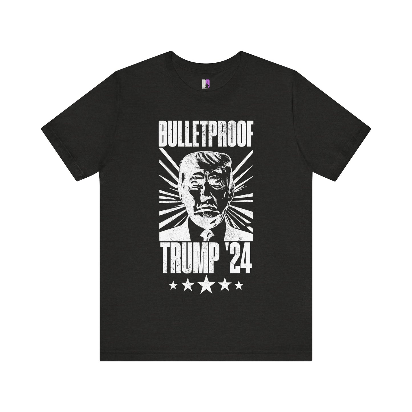 Bulletproof Trump - Shooting of Trump - Trump 24 - Grunge White Logo - Unisex Jersey Short Sleeve Tee