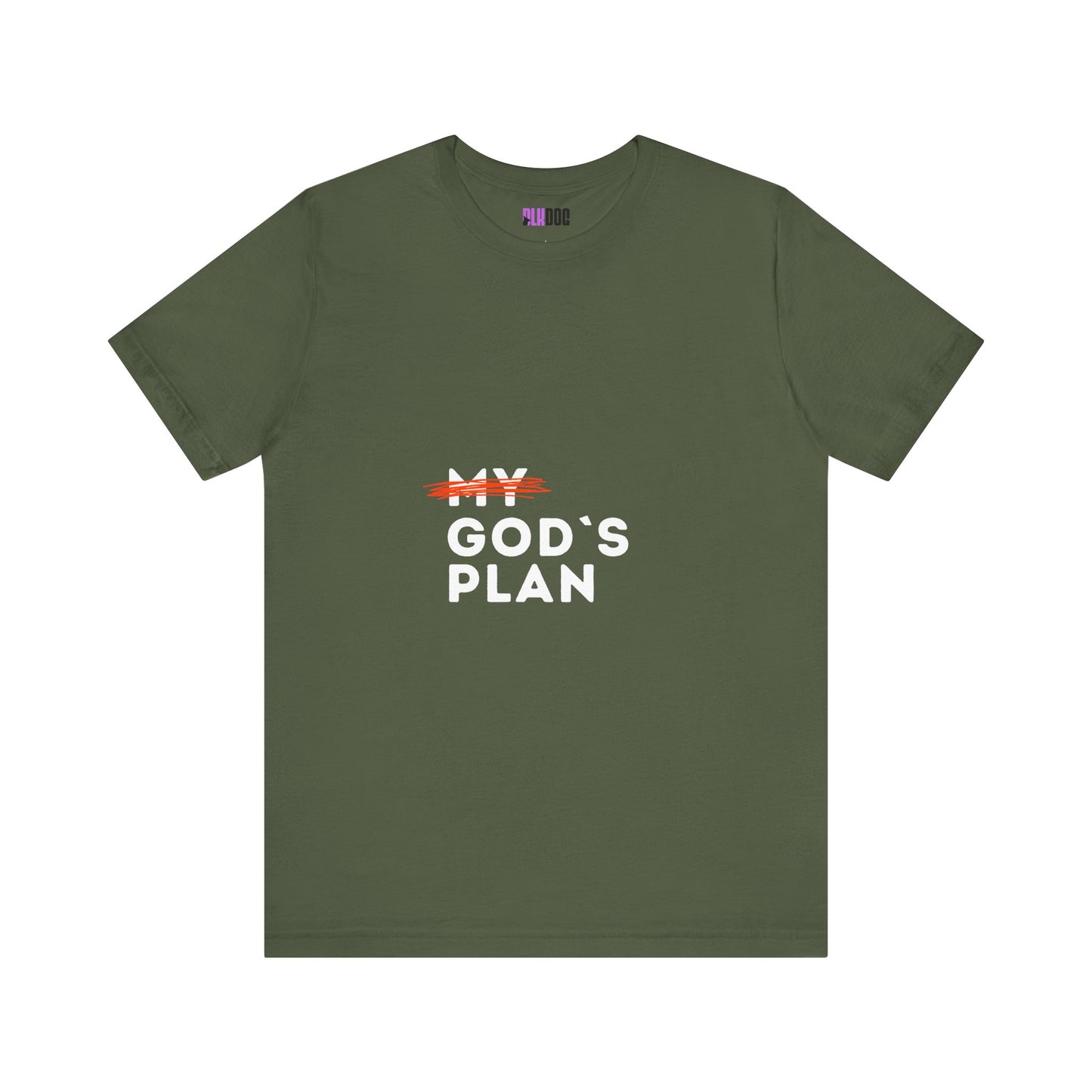 Religious Tee, Faith Shirt, Christian Tshirt, Inspirational Top, Crossed Out God's Plan Unisex Jersey Short Sleeve Tee