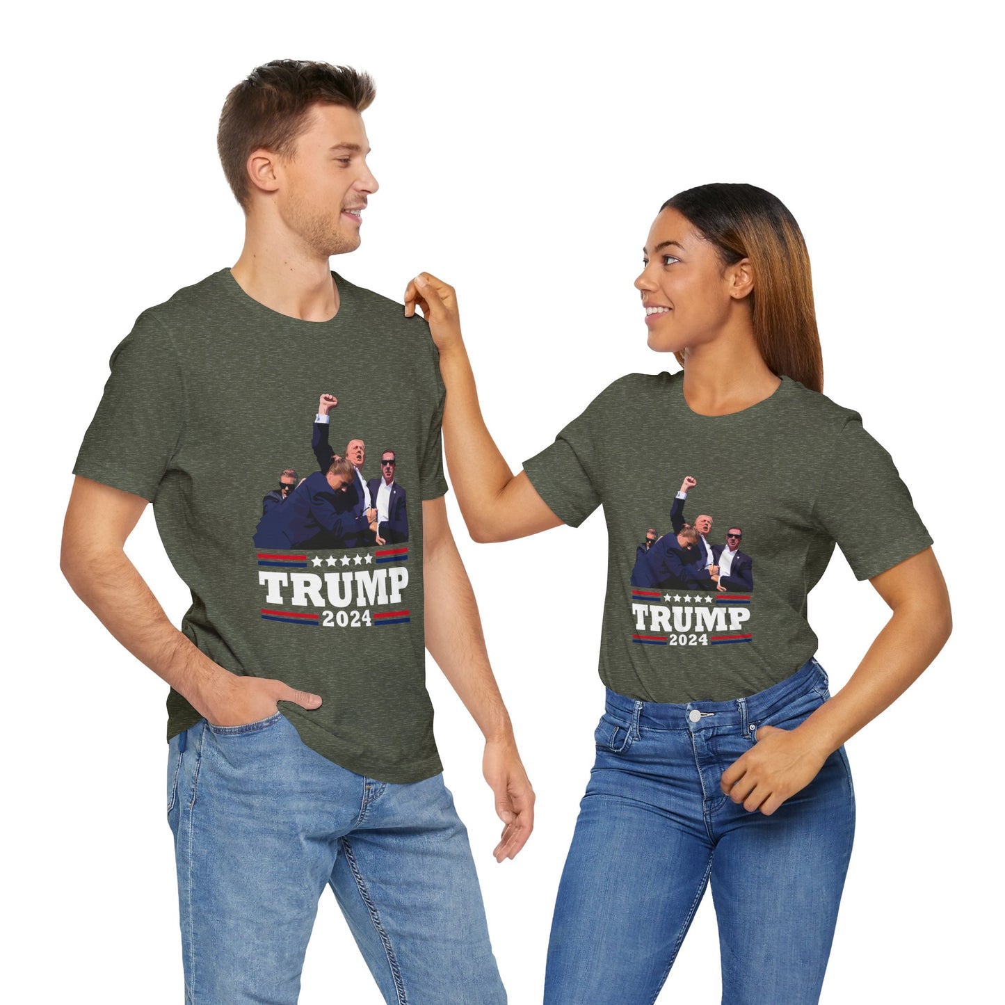 Trump 24 - Fight - Shooter - White Logo - Unisex Jersey Short Sleeve Tee