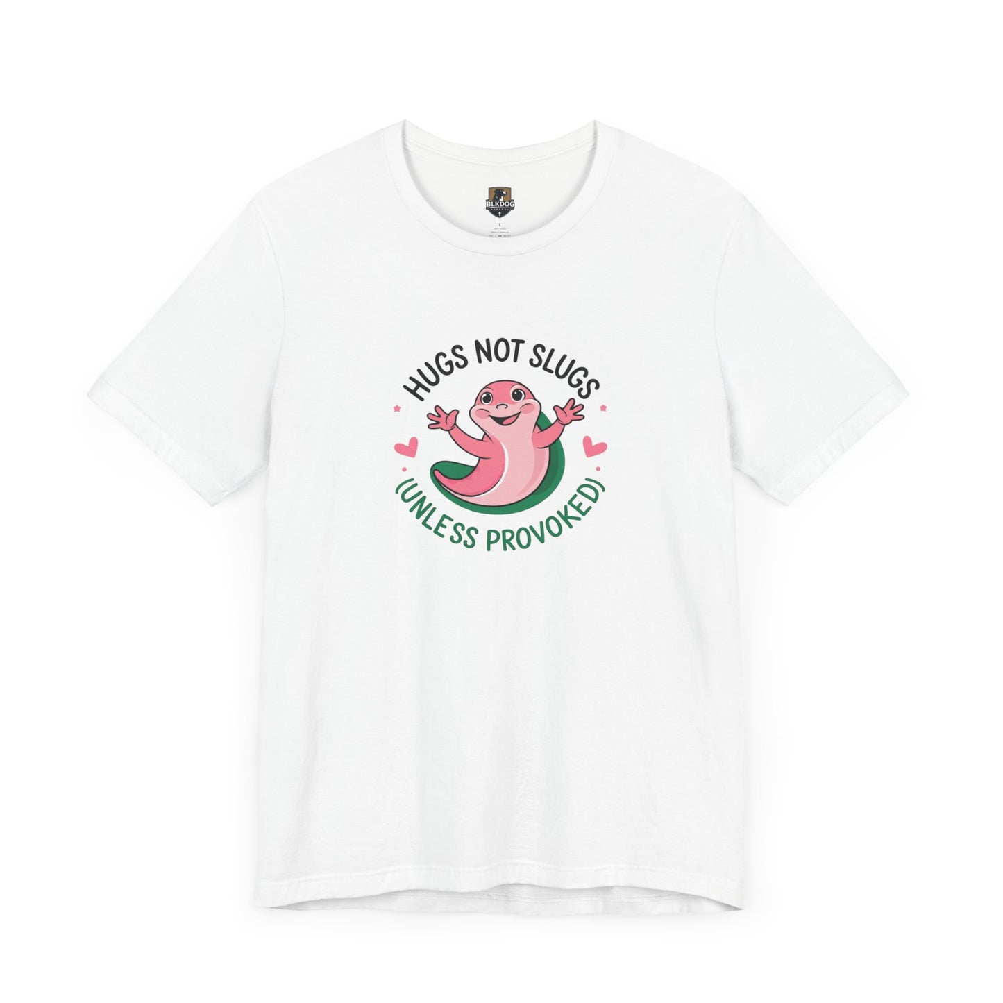 Hugs Not Slugs Tee, Fun Graphic T-Shirt for Animal Lovers, Cute Gift for Birthdays, Casual Wear for All Occasions, Unisex Jersey Tee