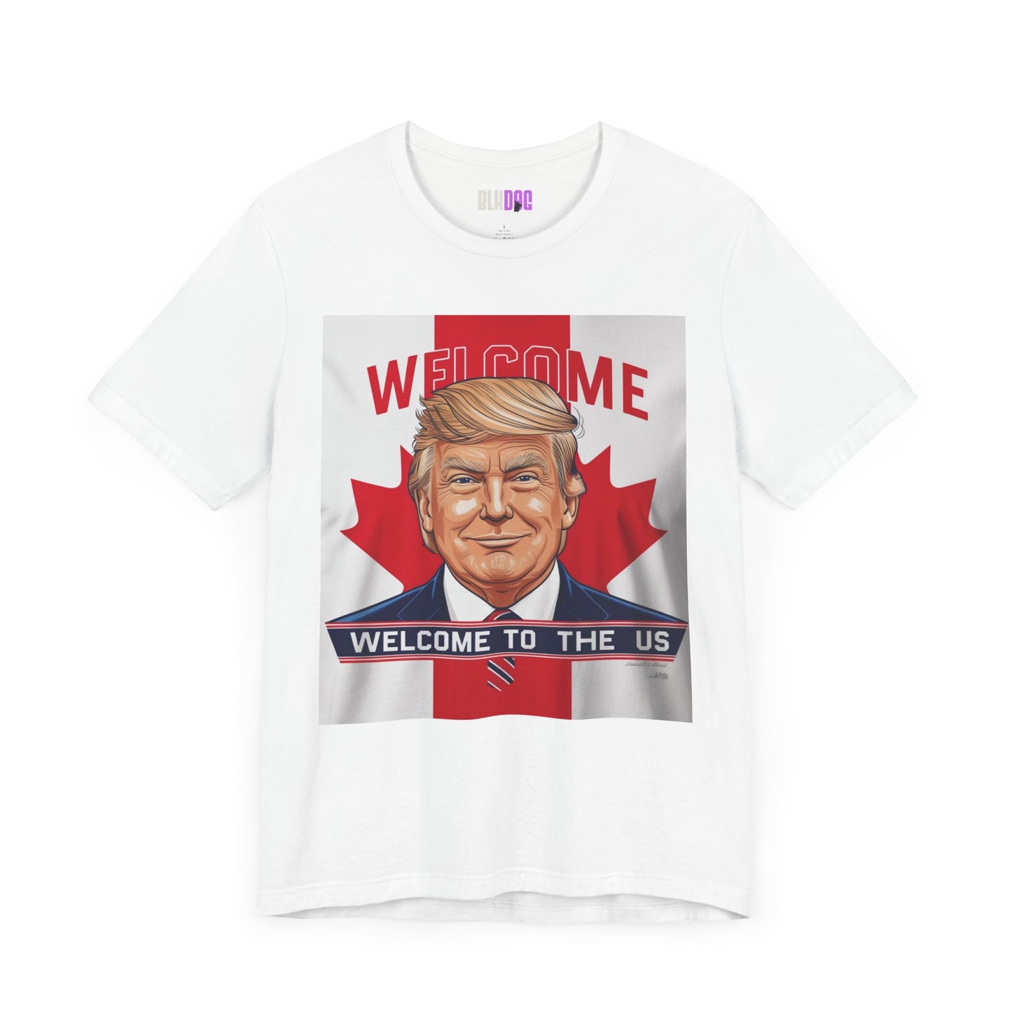 USA Welcome Jersey Tee with Canadian Flag and Donald Trump, Unisex T-Shirt, Patriotic Tee, Political Shirt, America Apparel, US Flag Top