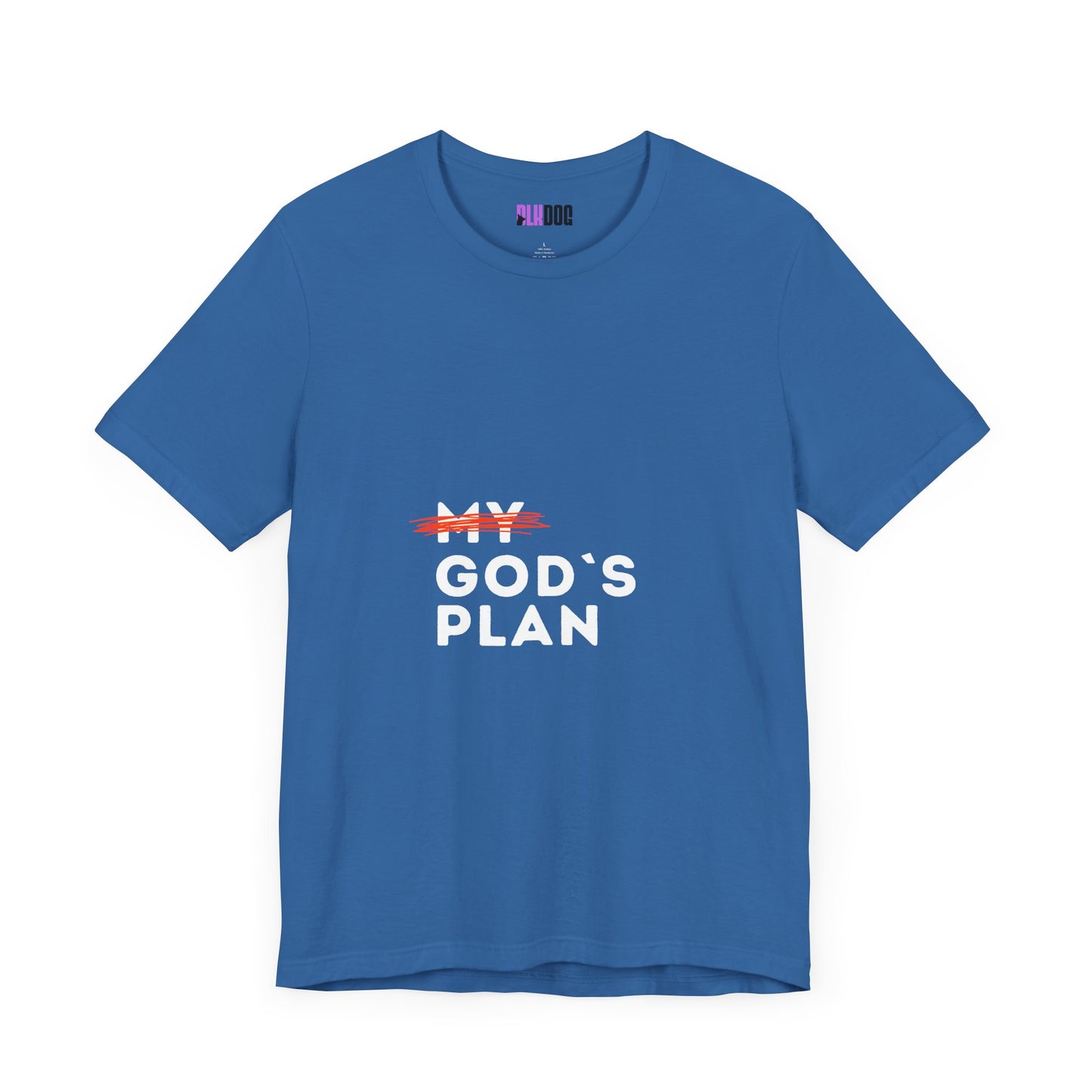Religious Tee, Faith Shirt, Christian Tshirt, Inspirational Top, Crossed Out God's Plan Unisex Jersey Short Sleeve Tee