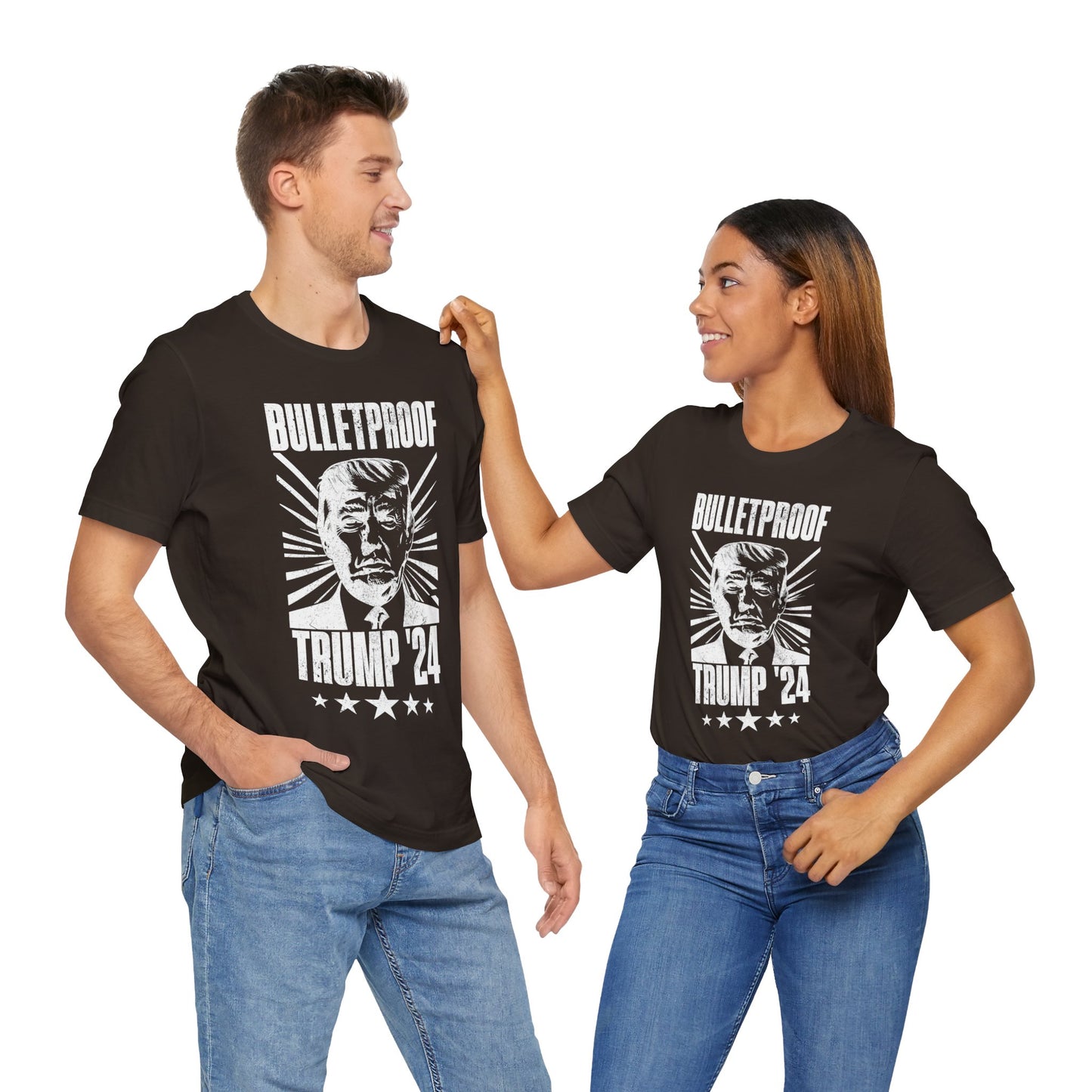 Bulletproof Trump - Shooting of Trump - Trump 24 - Grunge White Logo - Unisex Jersey Short Sleeve Tee