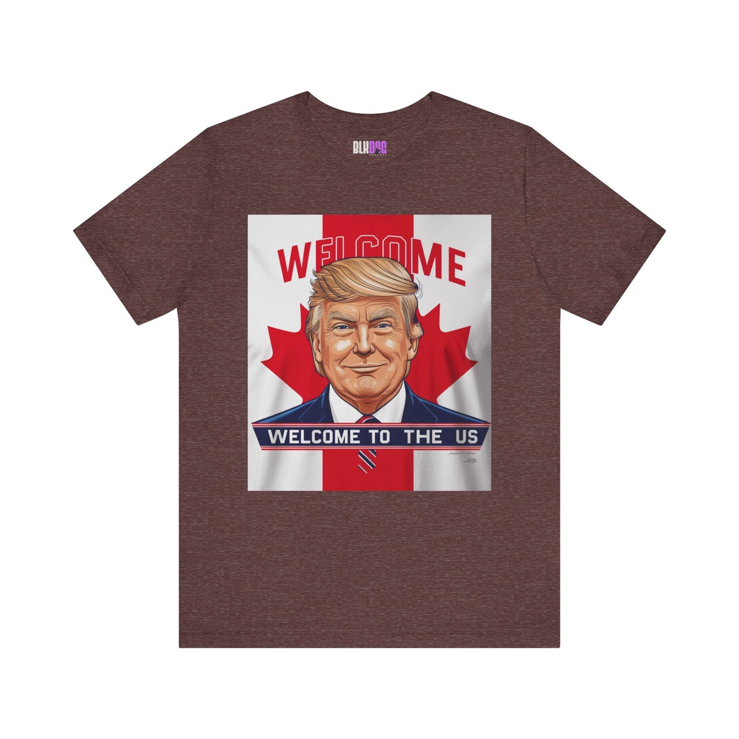USA Welcome Jersey Tee with Canadian Flag and Donald Trump, Unisex T-Shirt, Patriotic Tee, Political Shirt, America Apparel, US Flag Top