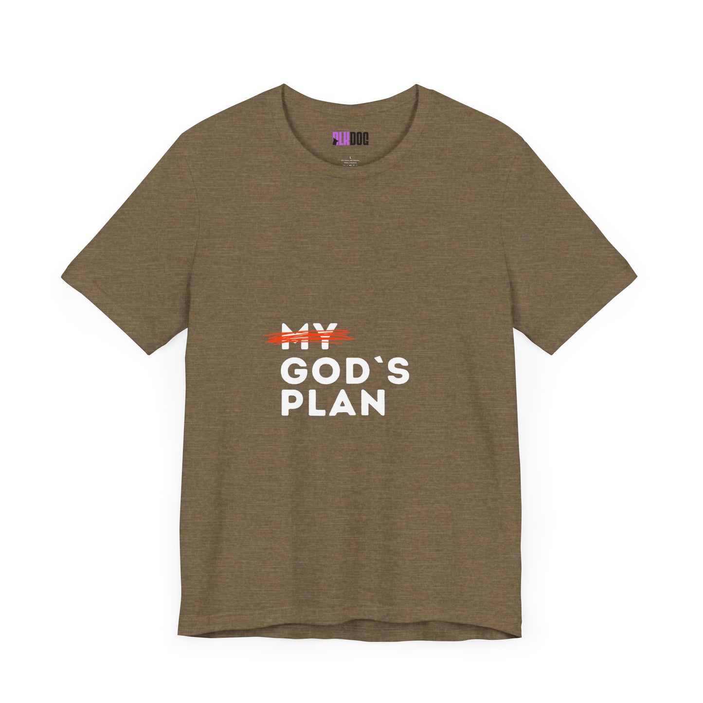 Religious Tee, Faith Shirt, Christian Tshirt, Inspirational Top, Crossed Out God's Plan Unisex Jersey Short Sleeve Tee