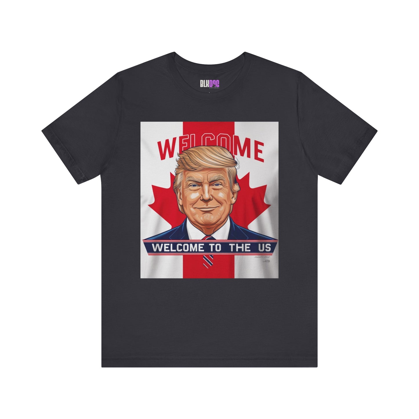 USA Welcome Jersey Tee with Canadian Flag and Donald Trump, Unisex T-Shirt, Patriotic Tee, Political Shirt, America Apparel, US Flag Top