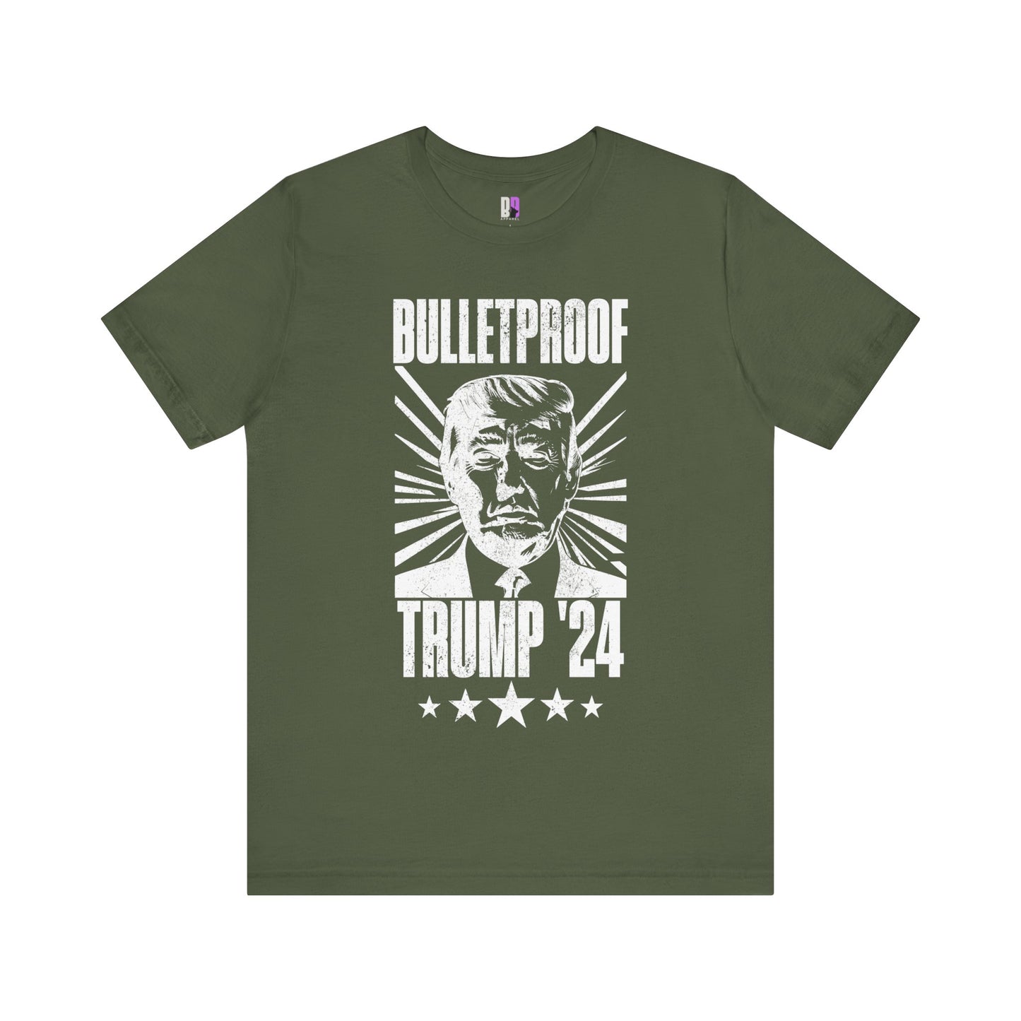 Bulletproof Trump - Shooting of Trump - Trump 24 - Grunge White Logo - Unisex Jersey Short Sleeve Tee