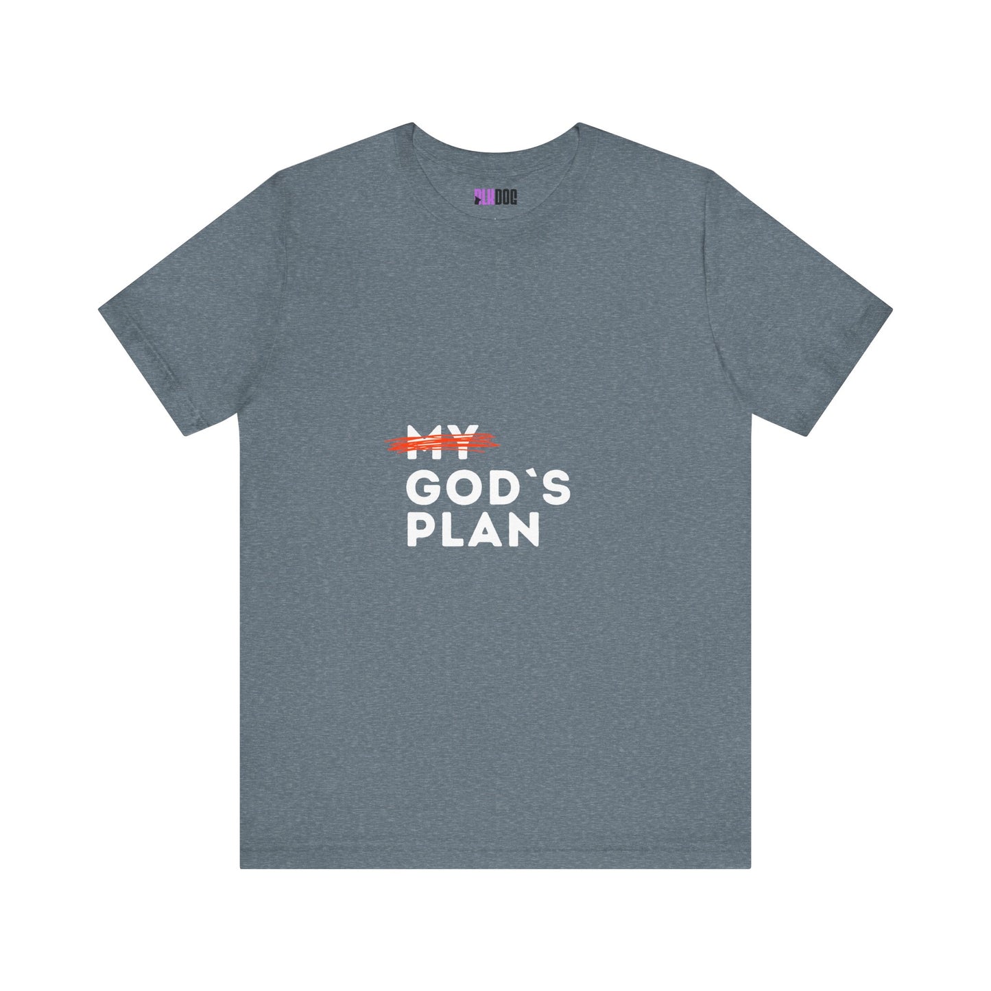 Religious Tee, Faith Shirt, Christian Tshirt, Inspirational Top, Crossed Out God's Plan Unisex Jersey Short Sleeve Tee
