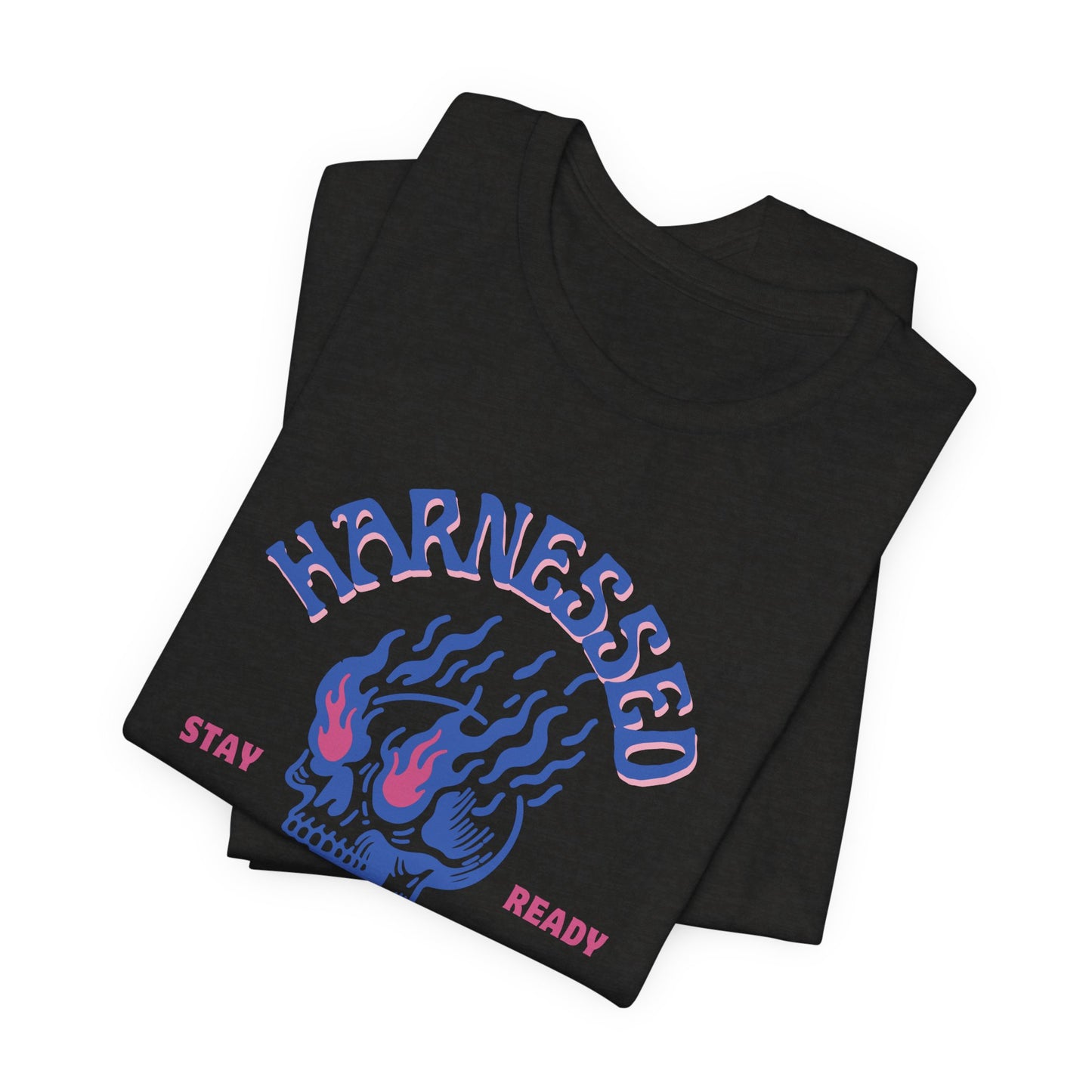 Harnessed Aggression Flaming Skull T-Shirt, Unisex Tee, Graphic Print Shirt, Men's/Women's Clothing, Alternative Apparel