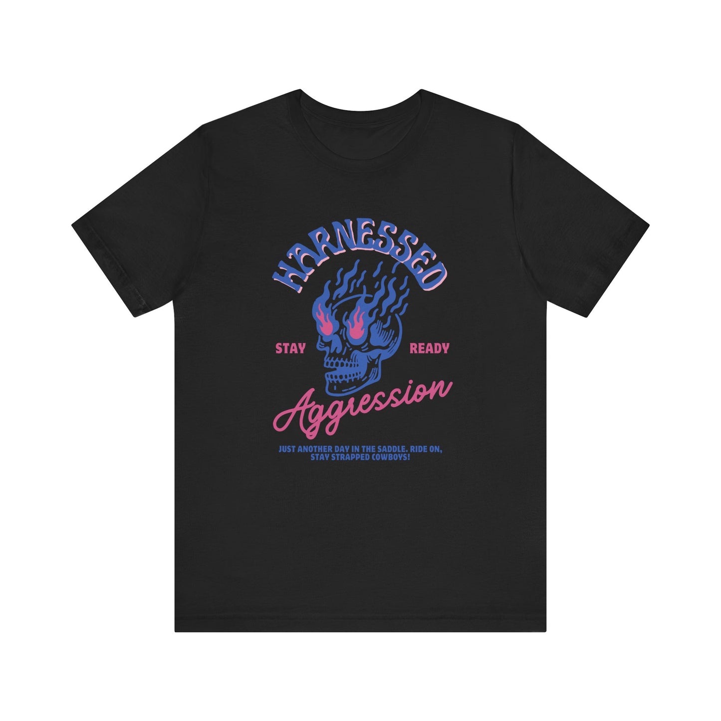 Harnessed Aggression Flaming Skull T-Shirt, Unisex Tee, Graphic Print Shirt, Men's/Women's Clothing, Alternative Apparel