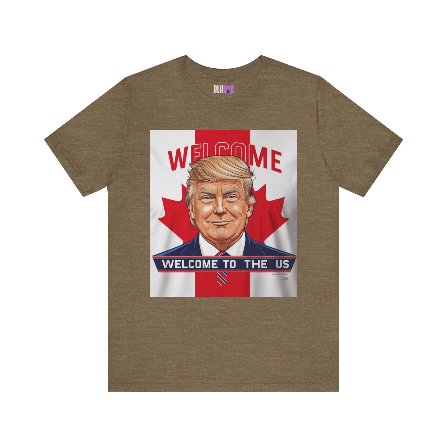 USA Welcome Jersey Tee with Canadian Flag and Donald Trump, Unisex T-Shirt, Patriotic Tee, Political Shirt, America Apparel, US Flag Top
