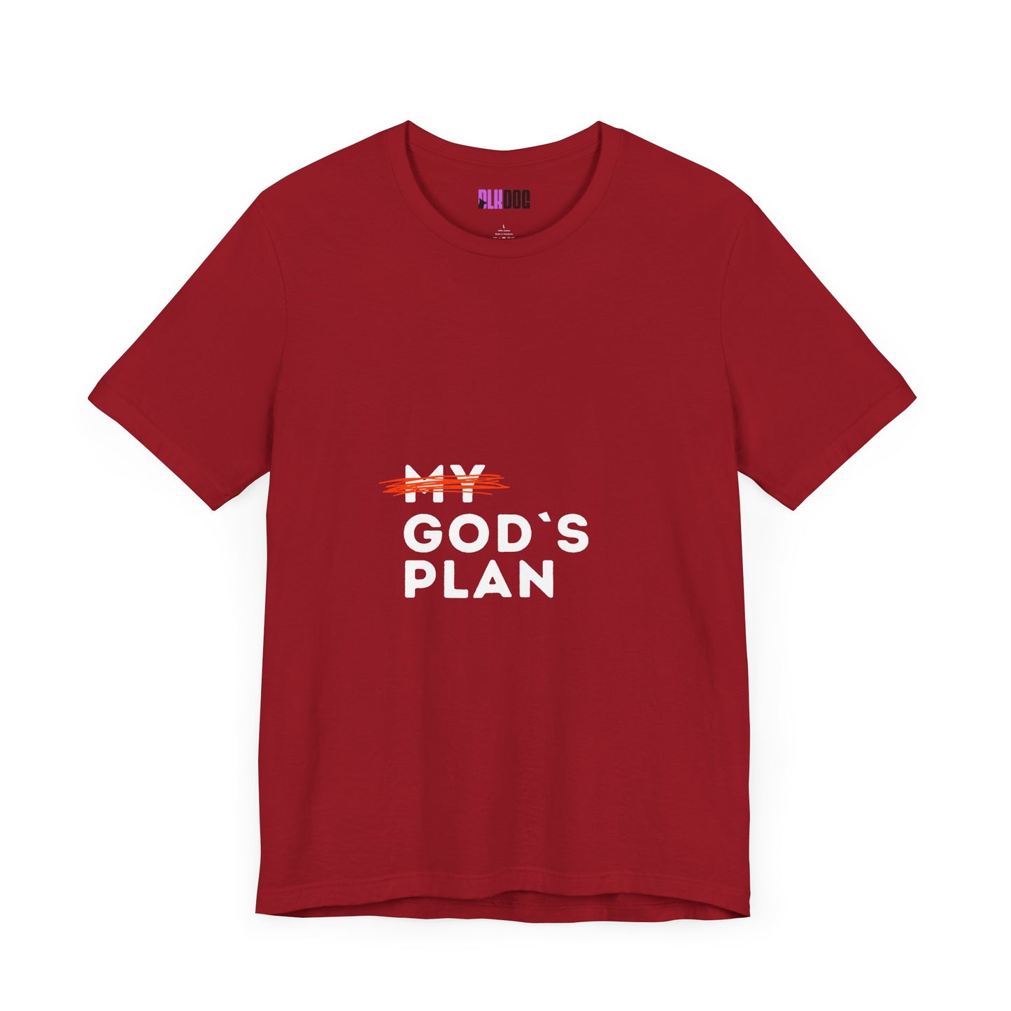 Religious Tee, Faith Shirt, Christian Tshirt, Inspirational Top, Crossed Out God's Plan Unisex Jersey Short Sleeve Tee