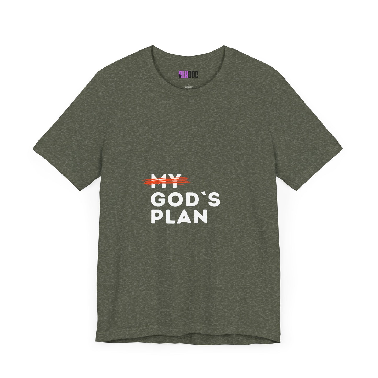 Religious Tee, Faith Shirt, Christian Tshirt, Inspirational Top, Crossed Out God's Plan Unisex Jersey Short Sleeve Tee