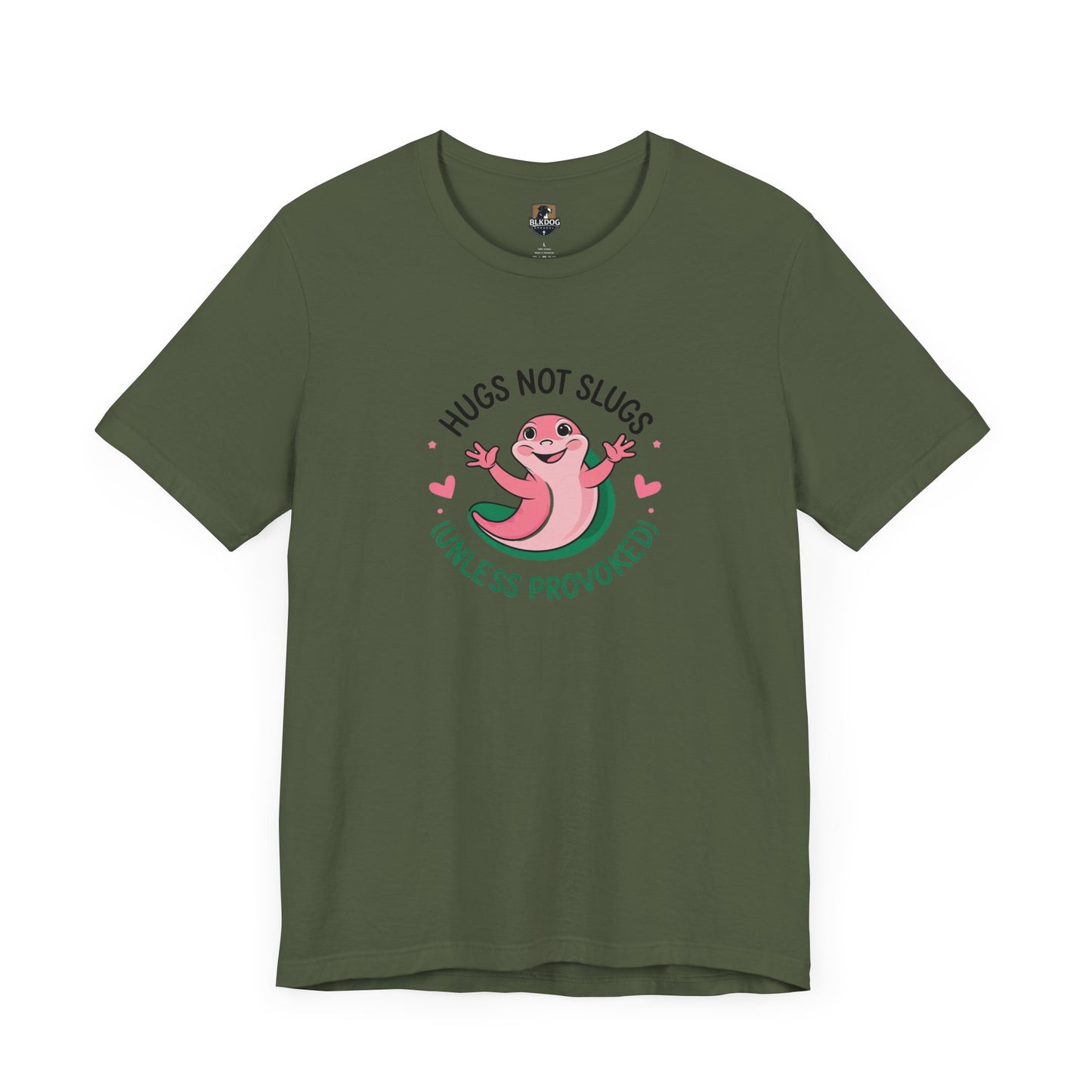 Hugs Not Slugs Tee, Fun Graphic T-Shirt for Animal Lovers, Cute Gift for Birthdays, Casual Wear for All Occasions, Unisex Jersey Tee