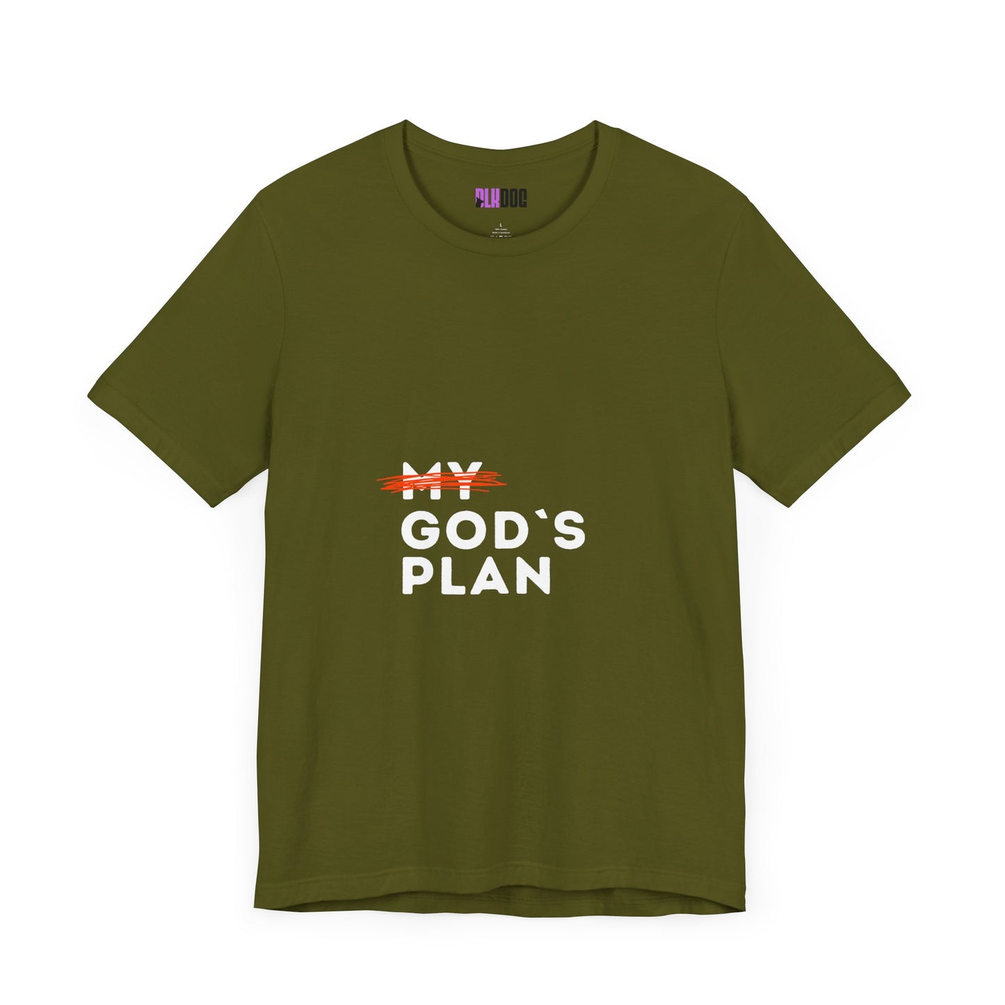 Religious Tee, Faith Shirt, Christian Tshirt, Inspirational Top, Crossed Out God's Plan Unisex Jersey Short Sleeve Tee