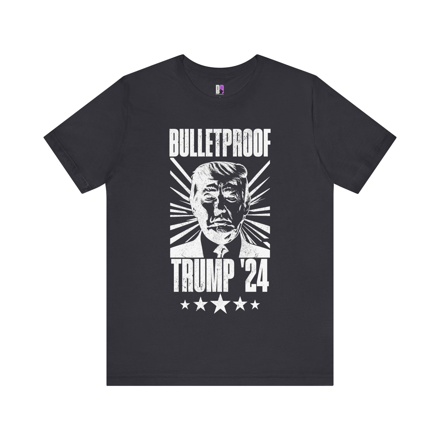 Bulletproof Trump - Shooting of Trump - Trump 24 - Grunge White Logo - Unisex Jersey Short Sleeve Tee