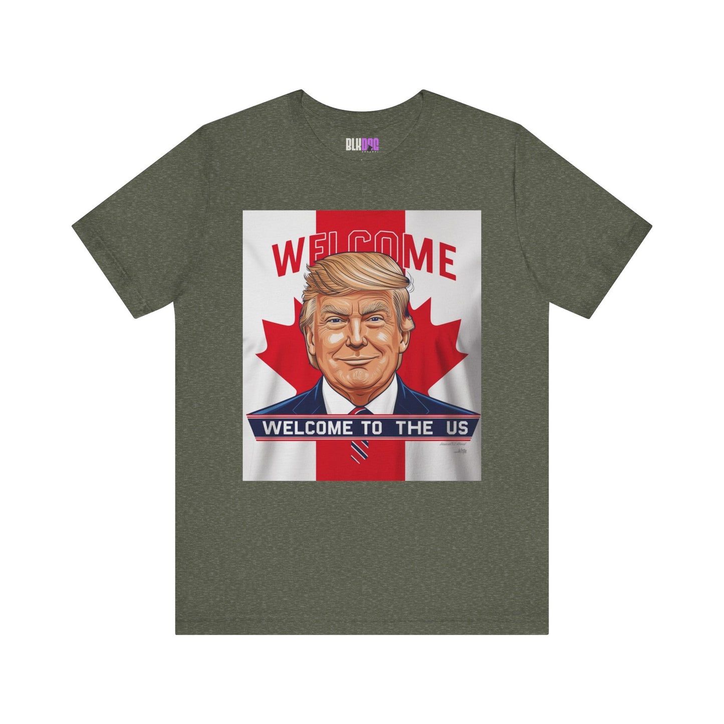 USA Welcome Jersey Tee with Canadian Flag and Donald Trump, Unisex T-Shirt, Patriotic Tee, Political Shirt, America Apparel, US Flag Top