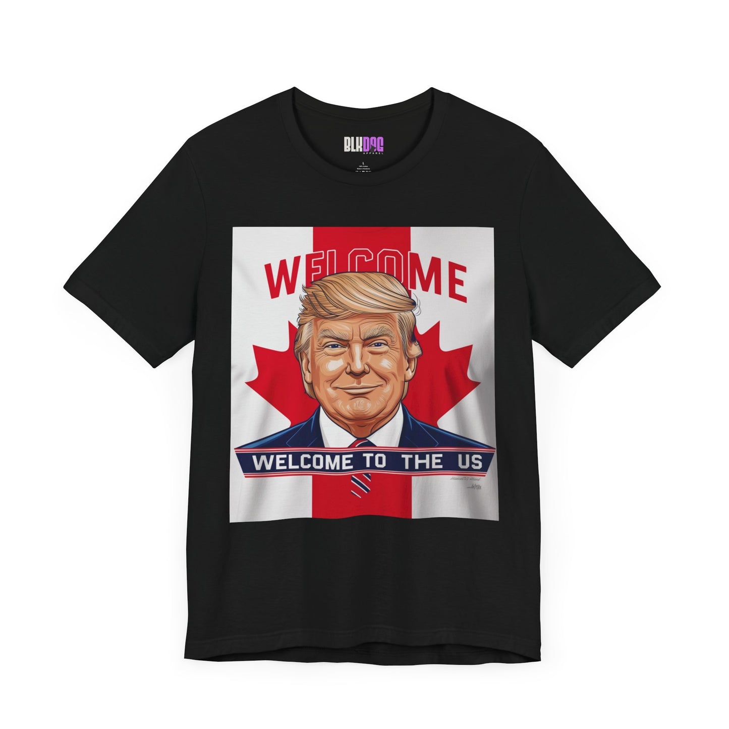 USA Welcome Jersey Tee with Canadian Flag and Donald Trump, Unisex T-Shirt, Patriotic Tee, Political Shirt, America Apparel, US Flag Top