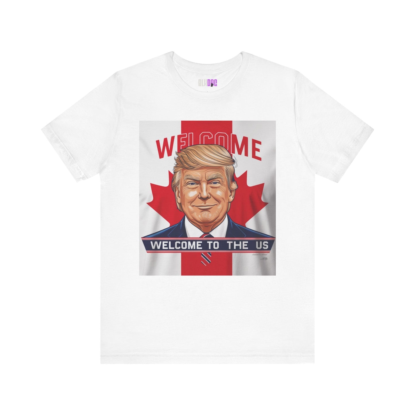 USA Welcome Jersey Tee with Canadian Flag and Donald Trump, Unisex T-Shirt, Patriotic Tee, Political Shirt, America Apparel, US Flag Top