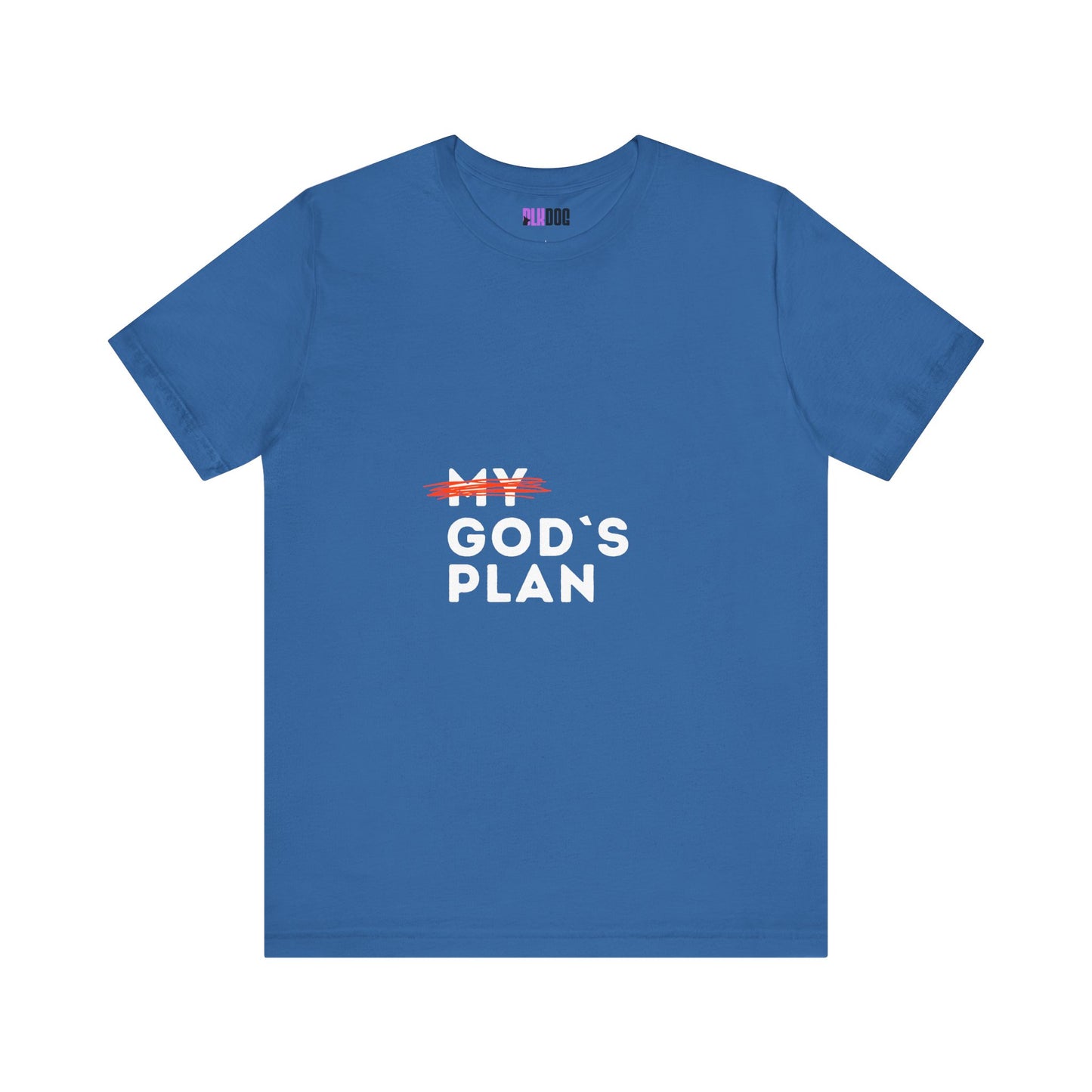 Religious Tee, Faith Shirt, Christian Tshirt, Inspirational Top, Crossed Out God's Plan Unisex Jersey Short Sleeve Tee