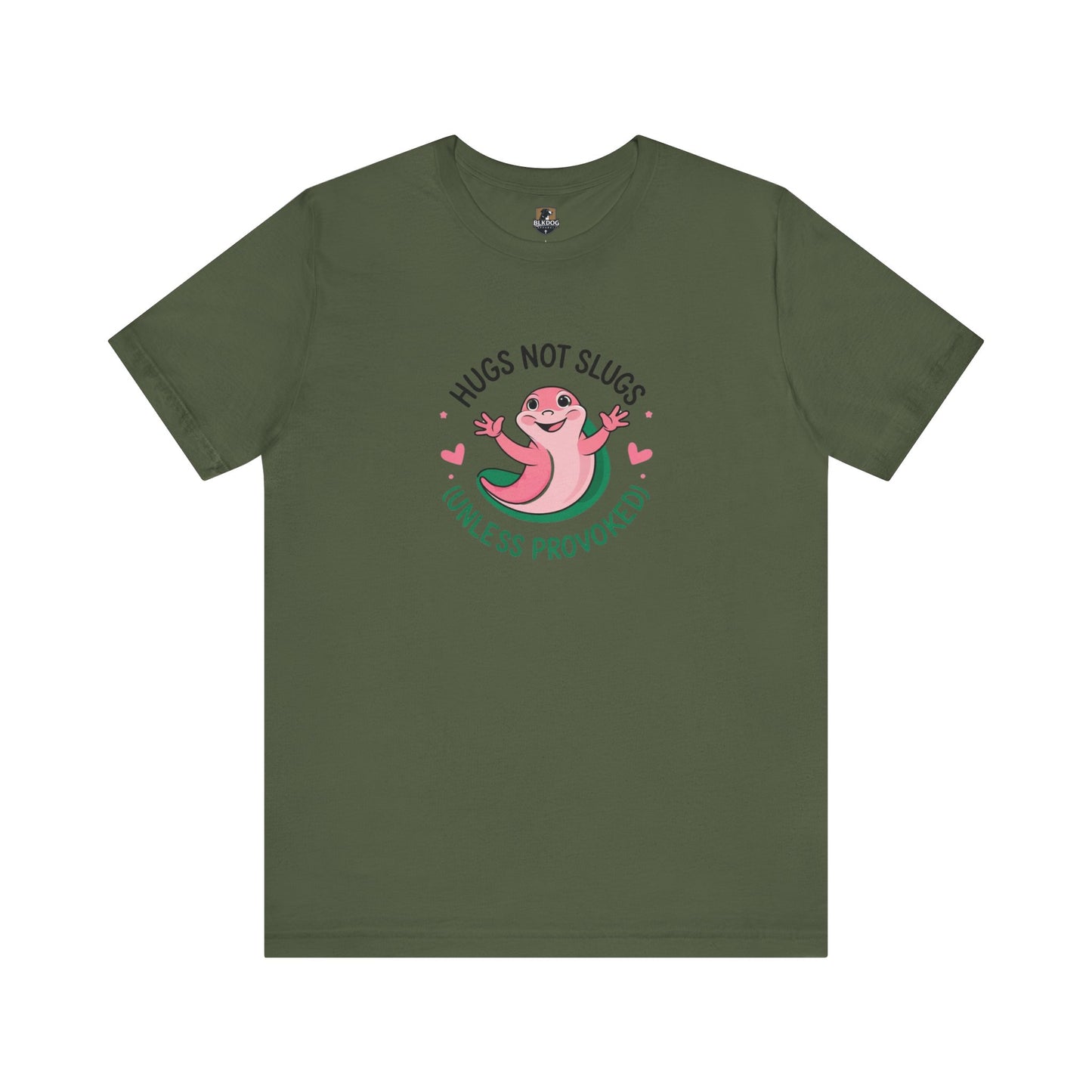 Hugs Not Slugs Tee, Fun Graphic T-Shirt for Animal Lovers, Cute Gift for Birthdays, Casual Wear for All Occasions, Unisex Jersey Tee