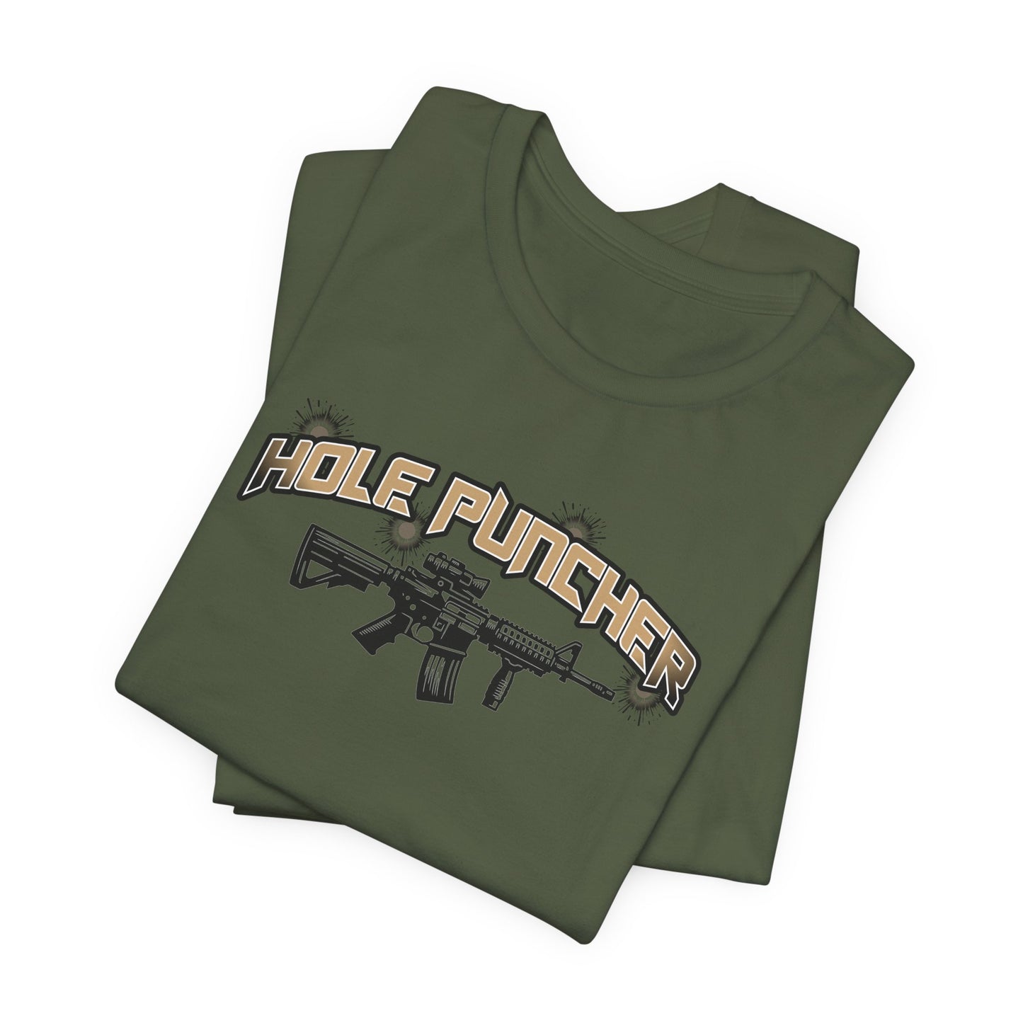 Hole Puncher Gun Shirt - Unisex Tee, Short Sleeve T-Shirt, Bullet hole design, firearm enthusiast gift, firearm lover top