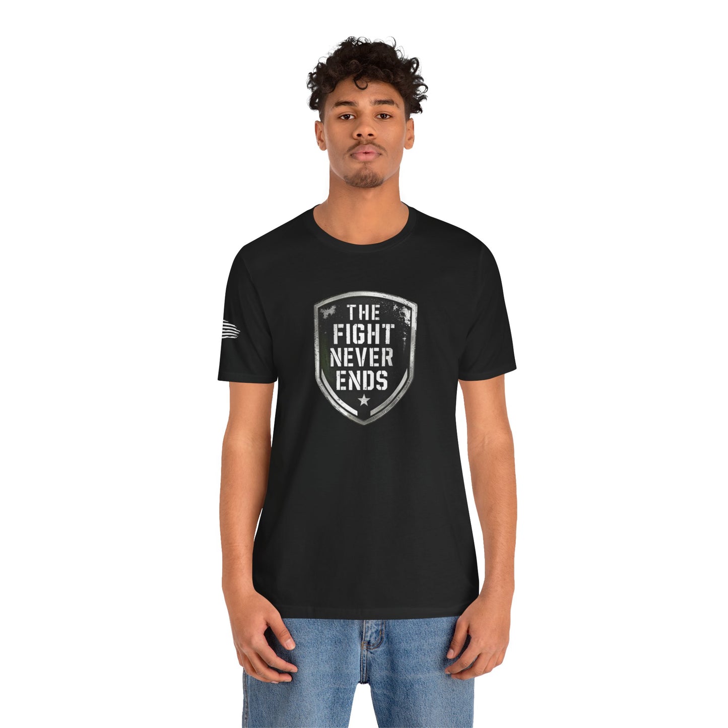Unisex Support Tee - 'The Fight Never Ends' - Motivational Graphic Shirt