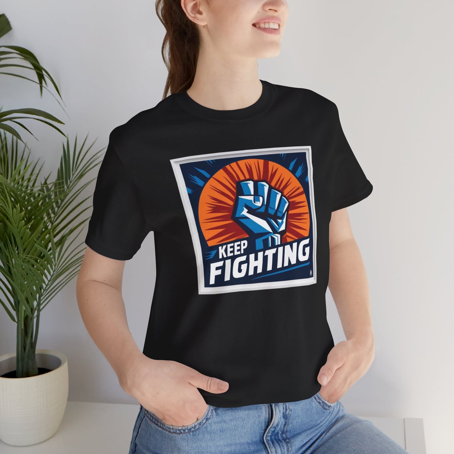 Keep Fighting Unisex Short Sleeve Tee - Inspirational Graphic T-Shirt for Motivation & Support