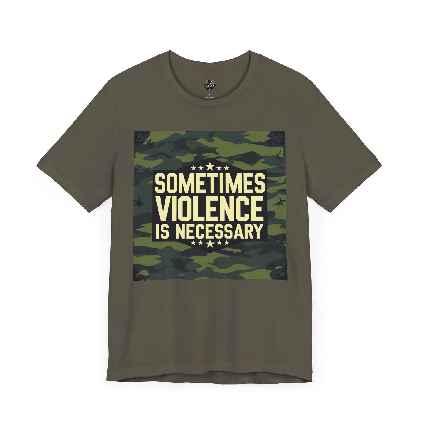 Camo Graphic Tee - Sometimes Violence is Necessary, Trendy Casual Wear, Gifts for Moms & Dads, Streetwear, Festival Outfit, Motivational