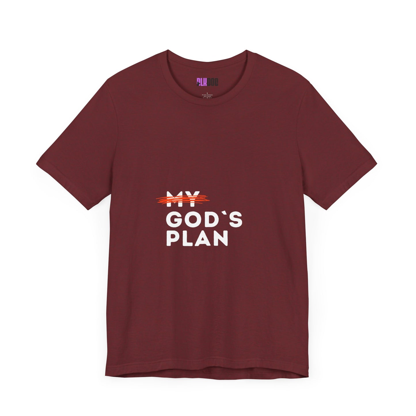 Religious Tee, Faith Shirt, Christian Tshirt, Inspirational Top, Crossed Out God's Plan Unisex Jersey Short Sleeve Tee