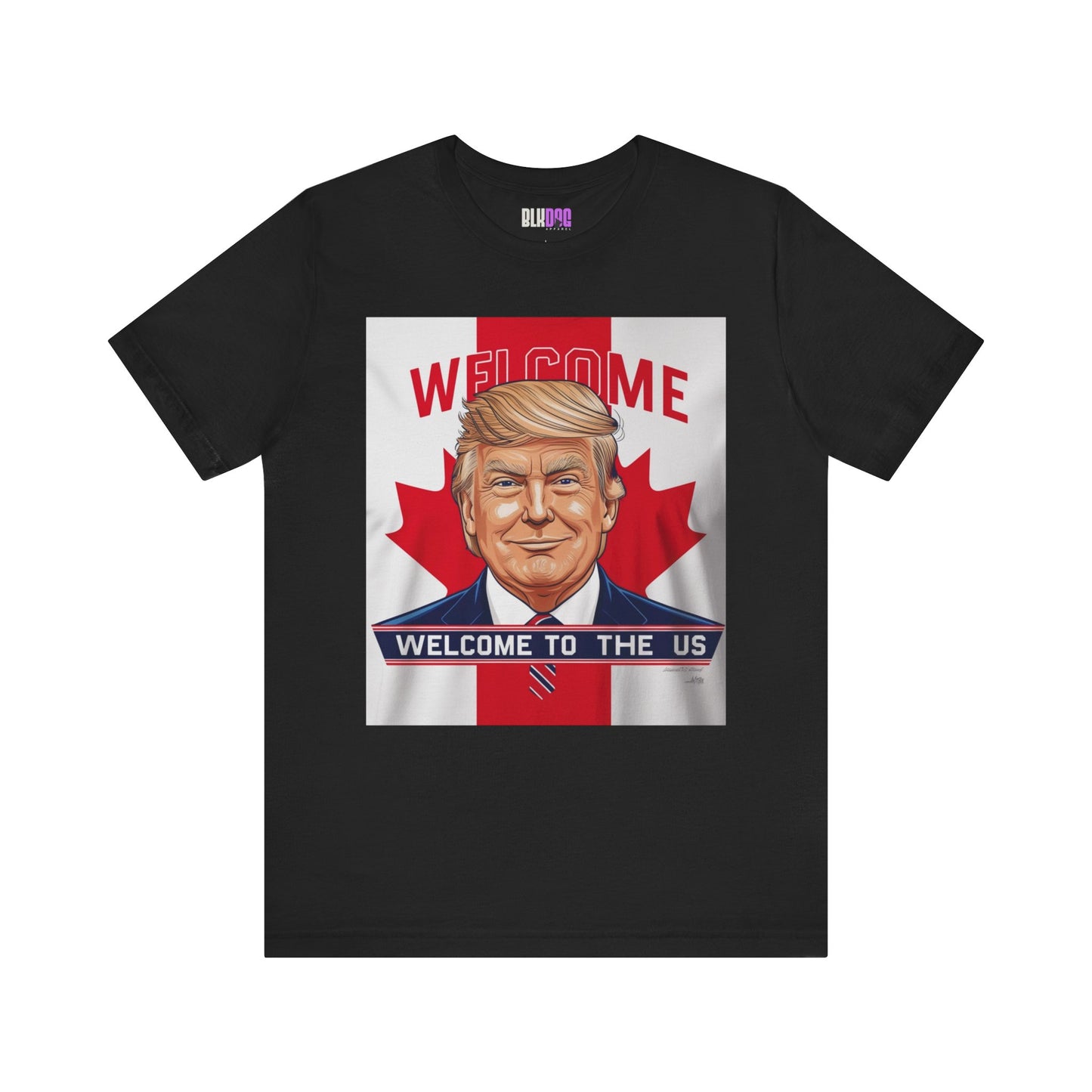USA Welcome Jersey Tee with Canadian Flag and Donald Trump, Unisex T-Shirt, Patriotic Tee, Political Shirt, America Apparel, US Flag Top