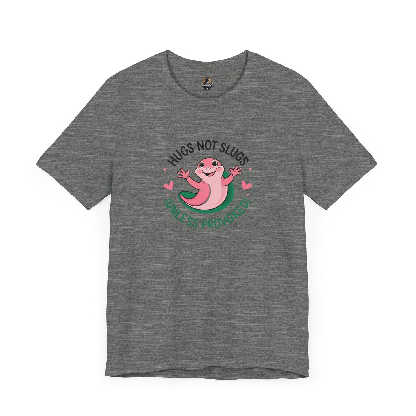 Hugs Not Slugs Tee, Fun Graphic T-Shirt for Animal Lovers, Cute Gift for Birthdays, Casual Wear for All Occasions, Unisex Jersey Tee