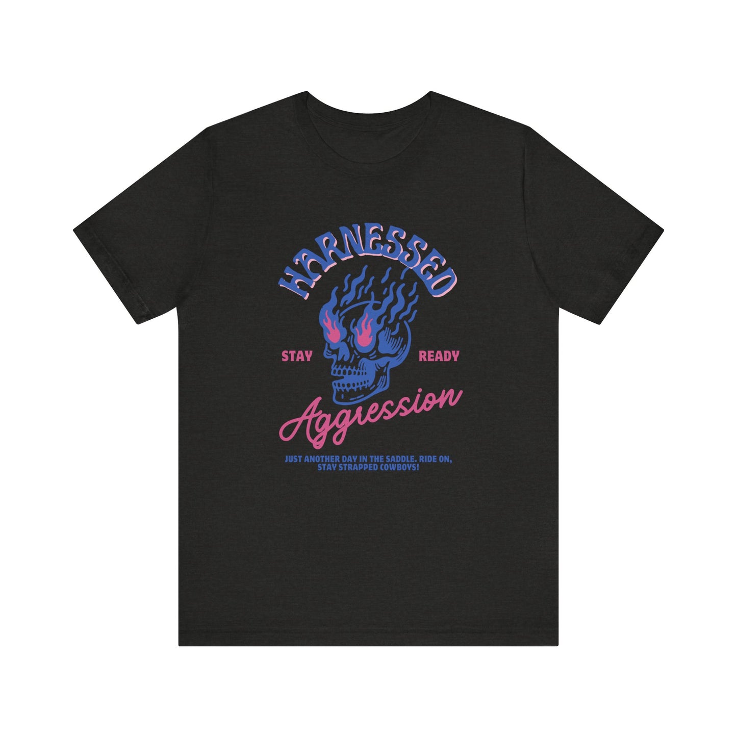 Harnessed Aggression Flaming Skull T-Shirt, Unisex Tee, Graphic Print Shirt, Men's/Women's Clothing, Alternative Apparel