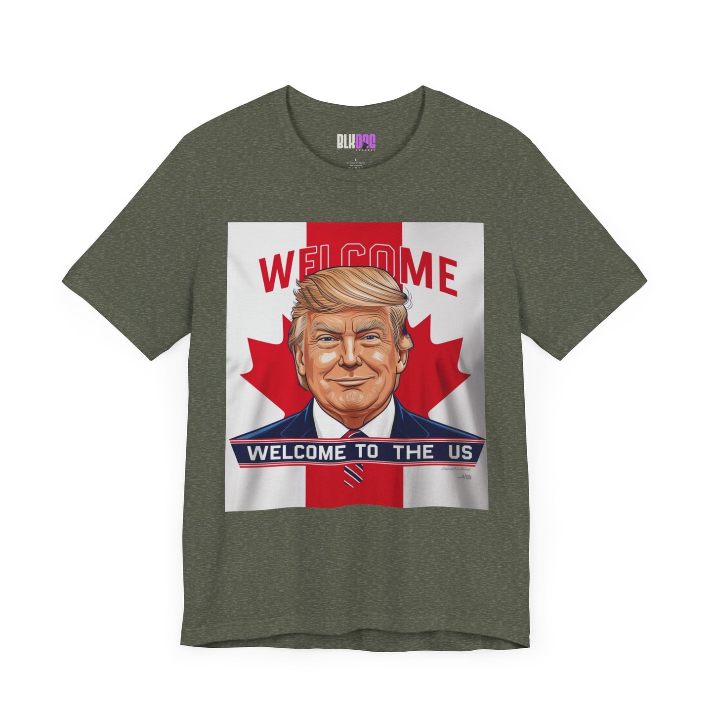 USA Welcome Jersey Tee with Canadian Flag and Donald Trump, Unisex T-Shirt, Patriotic Tee, Political Shirt, America Apparel, US Flag Top
