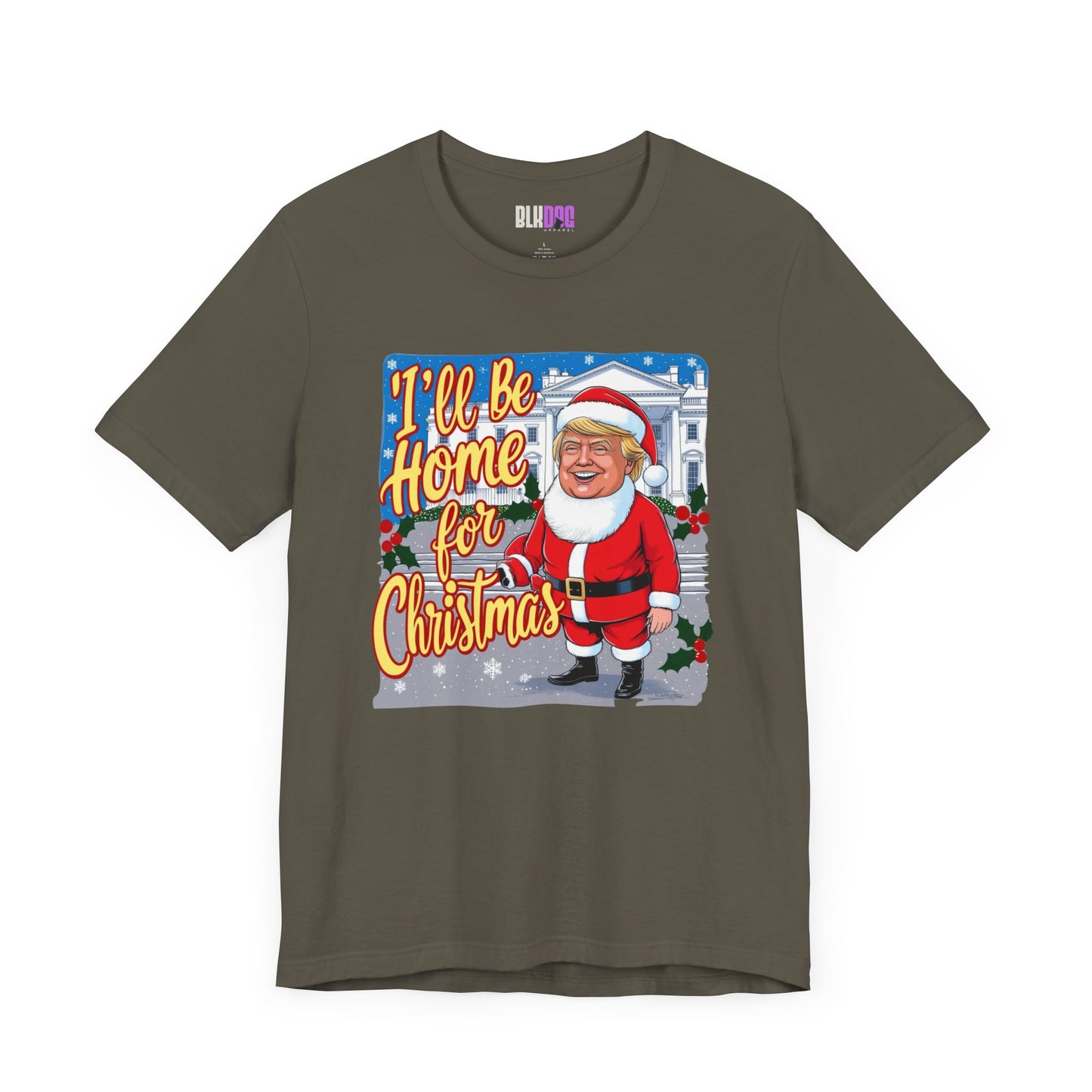 Christmas Trump Home Tee, Funny Political Graphic T-Shirt, White House Holiday Shirt, Patriotic Unisex Jersey Top, Mens Womens Apparel
