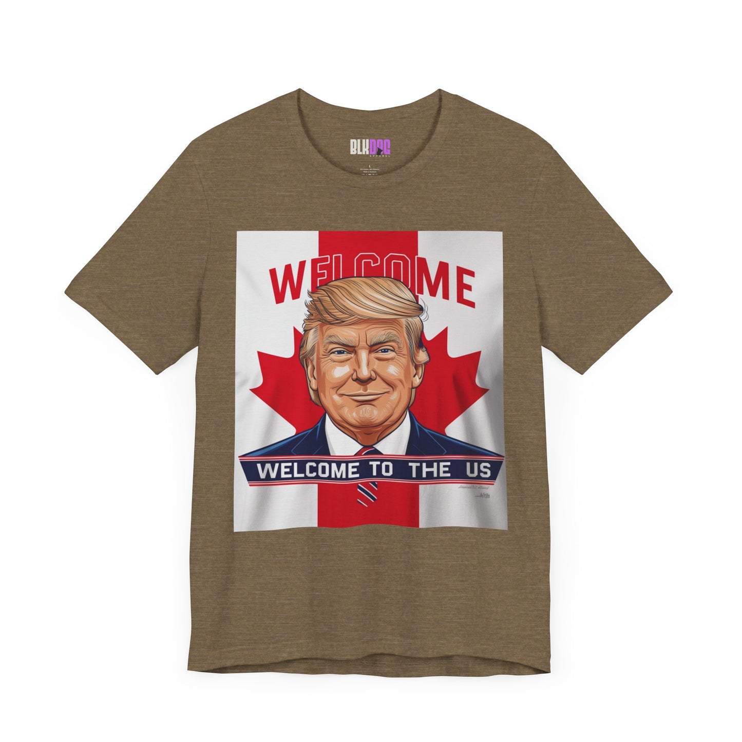 USA Welcome Jersey Tee with Canadian Flag and Donald Trump, Unisex T-Shirt, Patriotic Tee, Political Shirt, America Apparel, US Flag Top