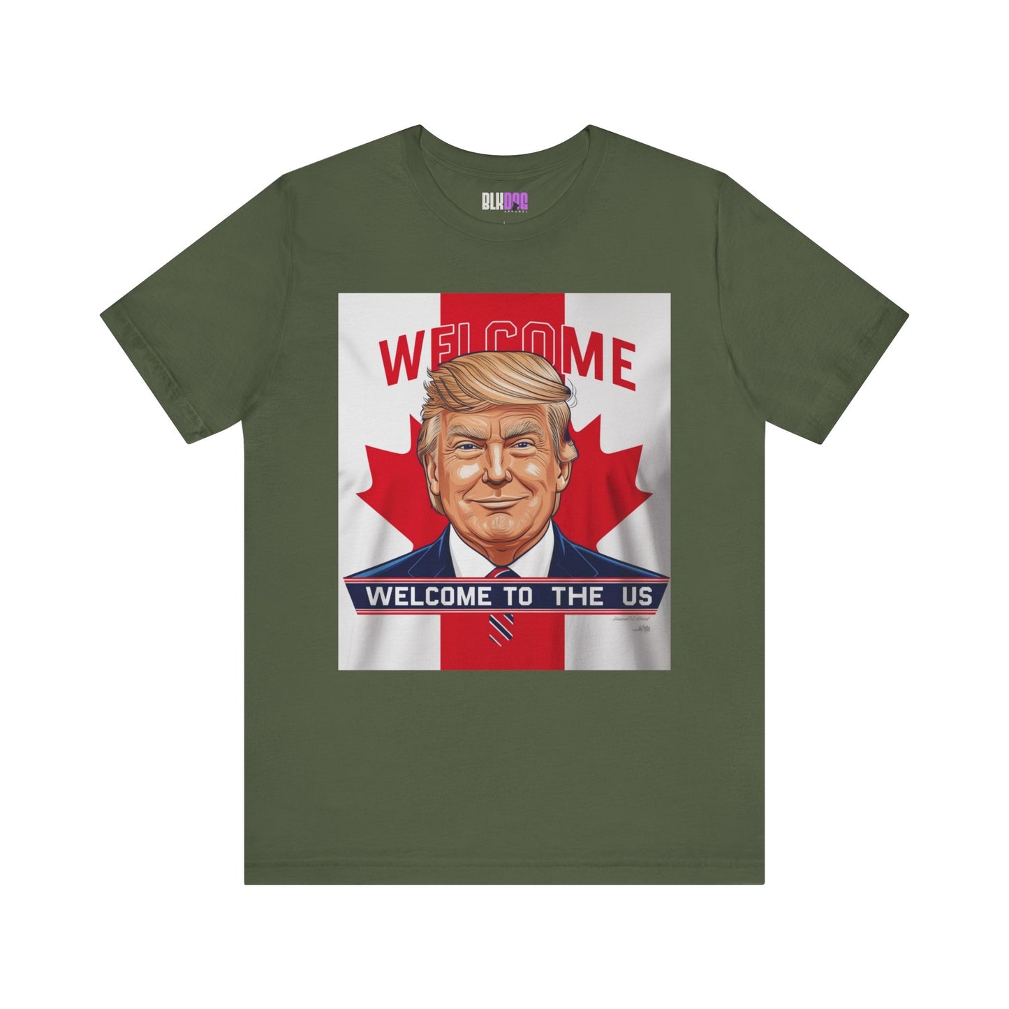 USA Welcome Jersey Tee with Canadian Flag and Donald Trump, Unisex T-Shirt, Patriotic Tee, Political Shirt, America Apparel, US Flag Top