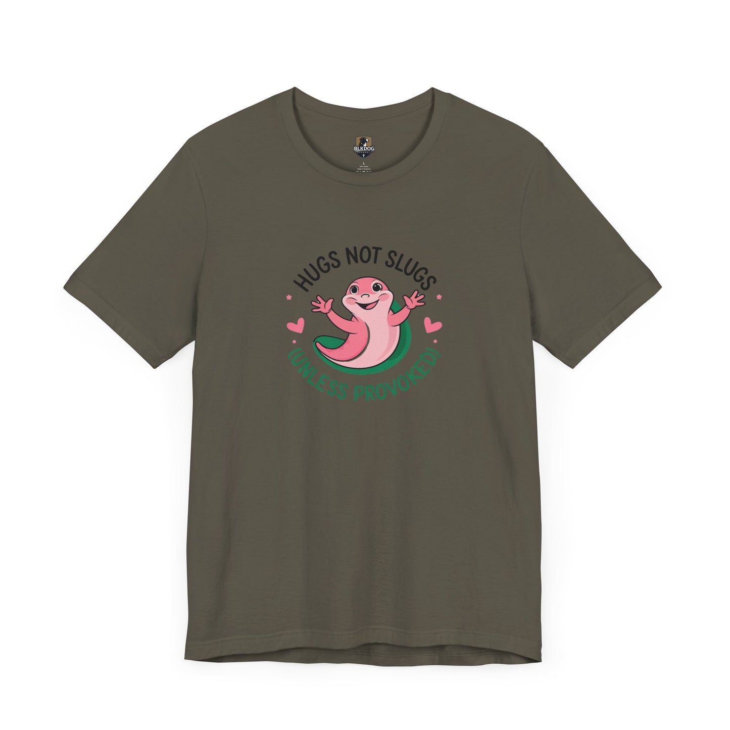 Hugs Not Slugs Tee, Fun Graphic T-Shirt for Animal Lovers, Cute Gift for Birthdays, Casual Wear for All Occasions, Unisex Jersey Tee