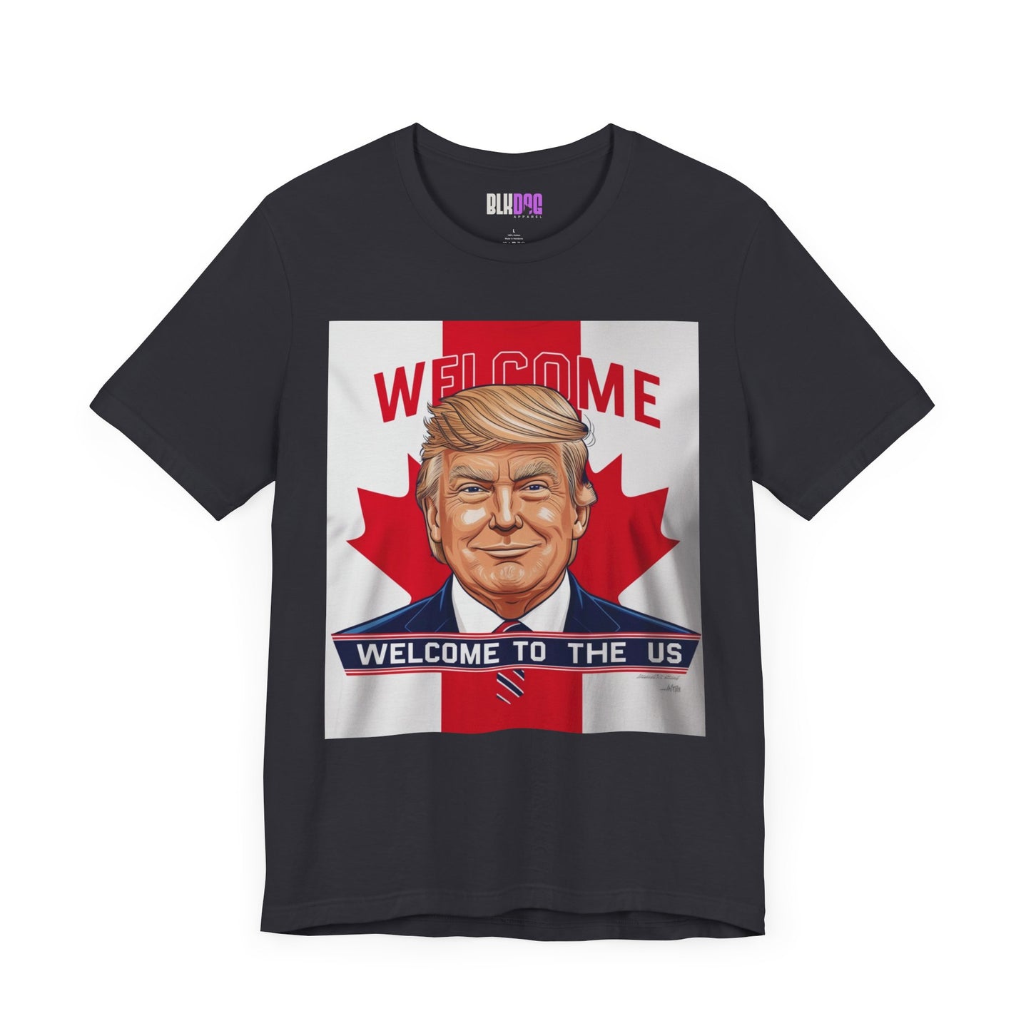 USA Welcome Jersey Tee with Canadian Flag and Donald Trump, Unisex T-Shirt, Patriotic Tee, Political Shirt, America Apparel, US Flag Top
