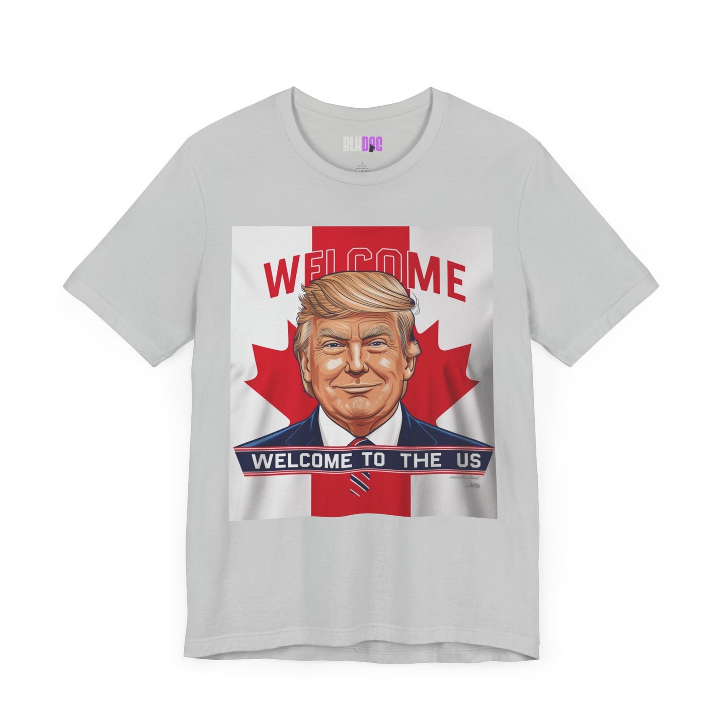 USA Welcome Jersey Tee with Canadian Flag and Donald Trump, Unisex T-Shirt, Patriotic Tee, Political Shirt, America Apparel, US Flag Top
