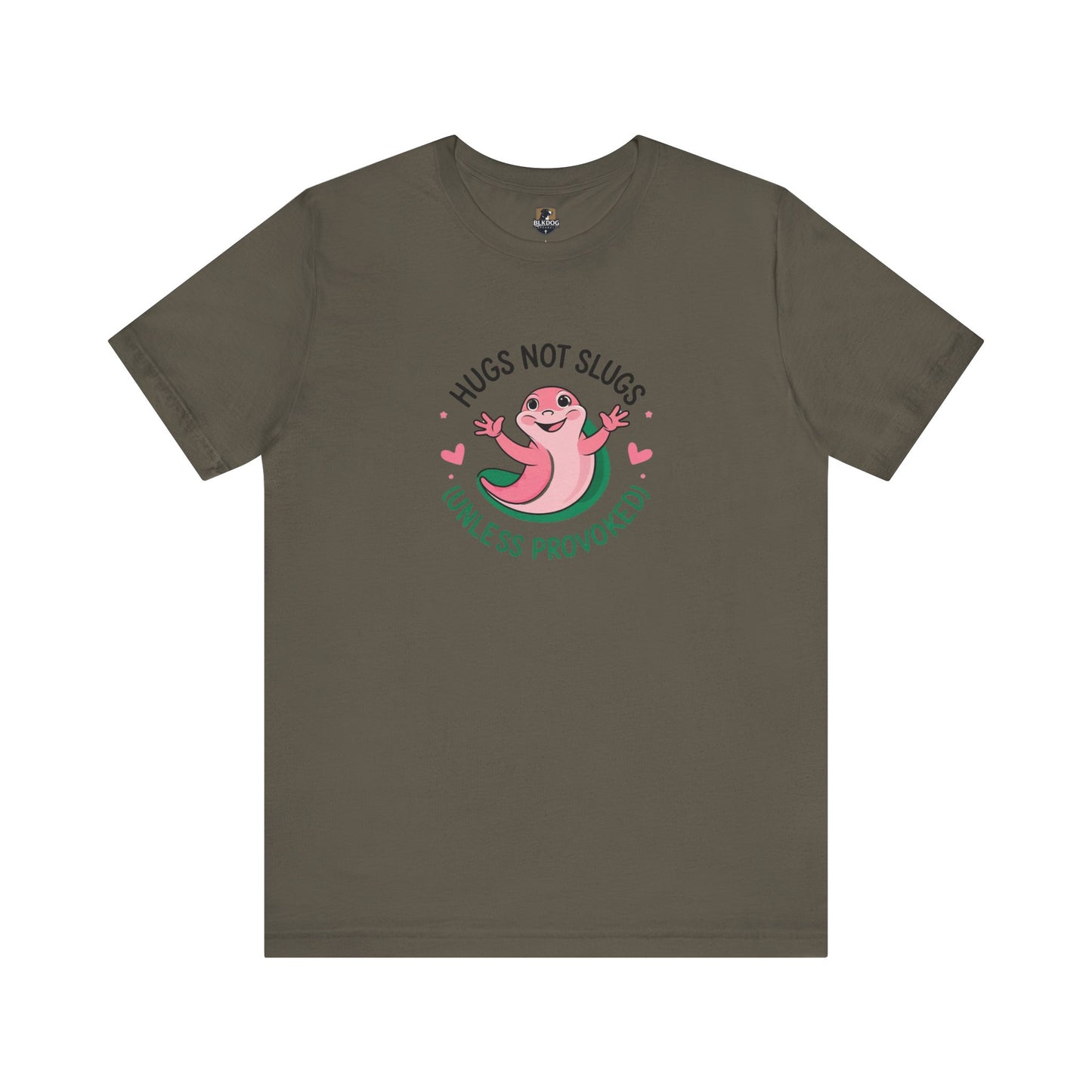 Hugs Not Slugs Tee, Fun Graphic T-Shirt for Animal Lovers, Cute Gift for Birthdays, Casual Wear for All Occasions, Unisex Jersey Tee