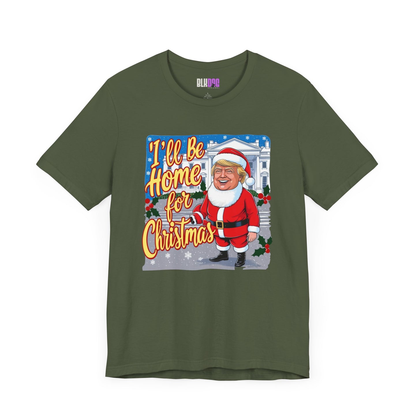Christmas Trump Home Tee, Funny Political Graphic T-Shirt, White House Holiday Shirt, Patriotic Unisex Jersey Top, Mens Womens Apparel